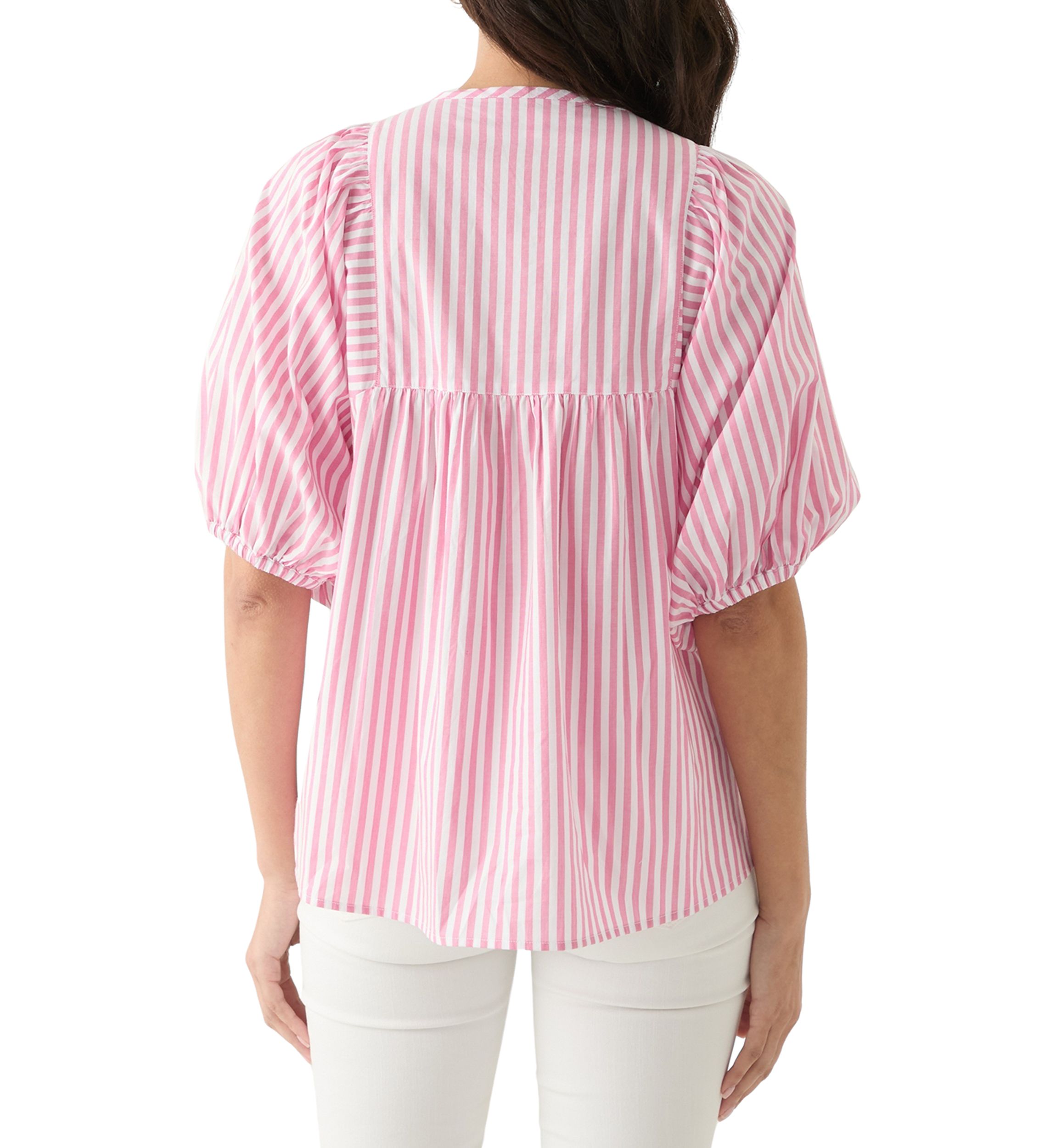 Womens Striped Elbow Sleeve Top