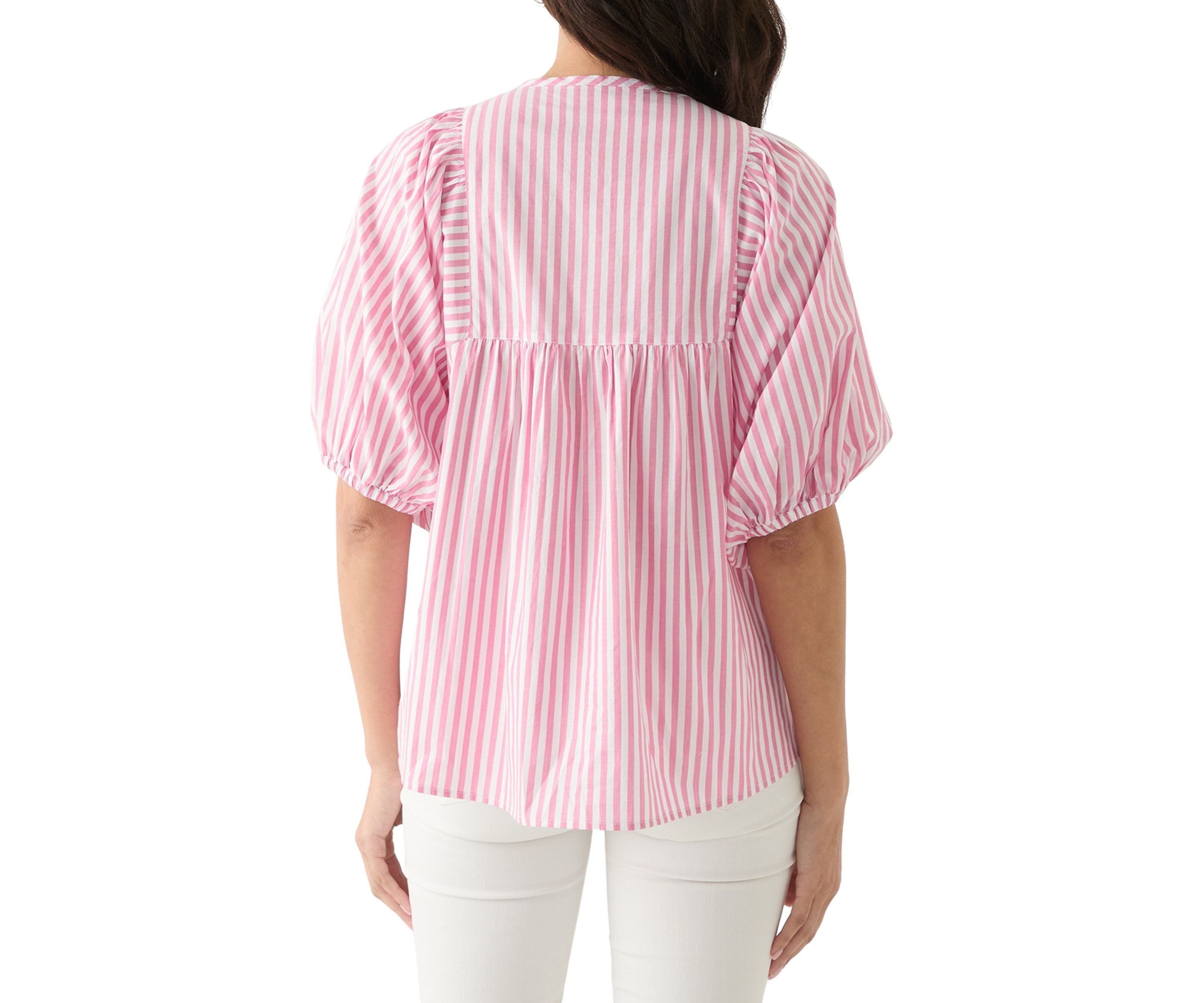 Womens Striped Elbow Sleeve Top