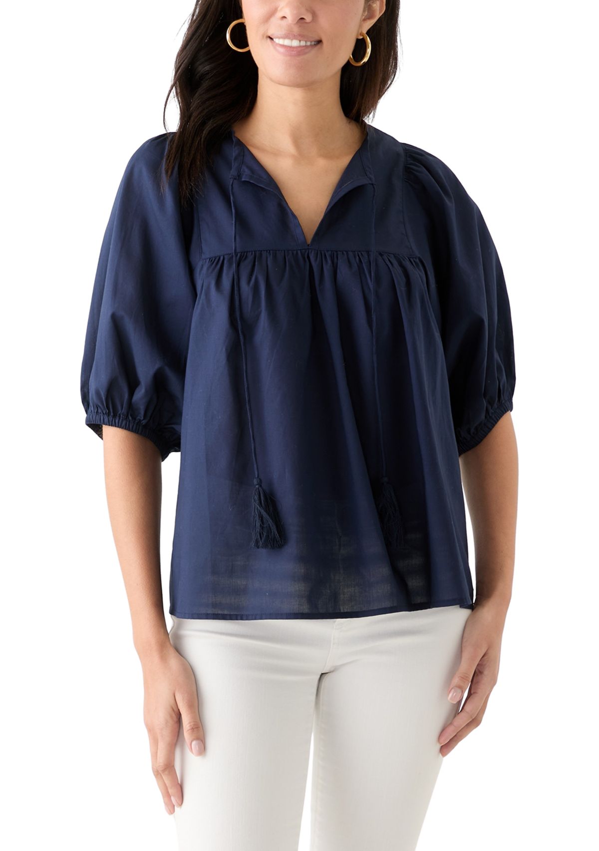 Womens Elbow Sleeve Solid Top 