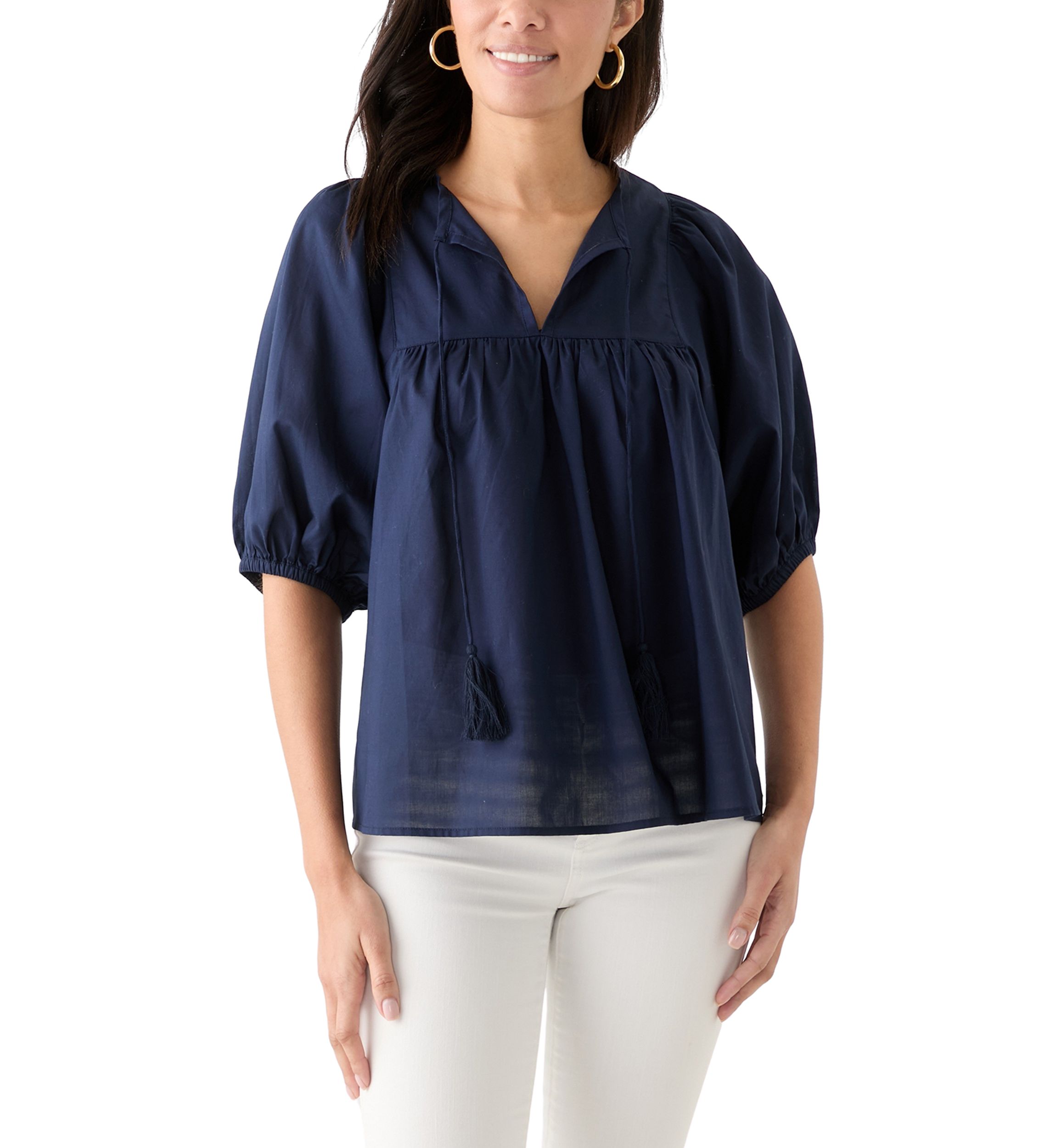 Womens Elbow Sleeve Solid Top 