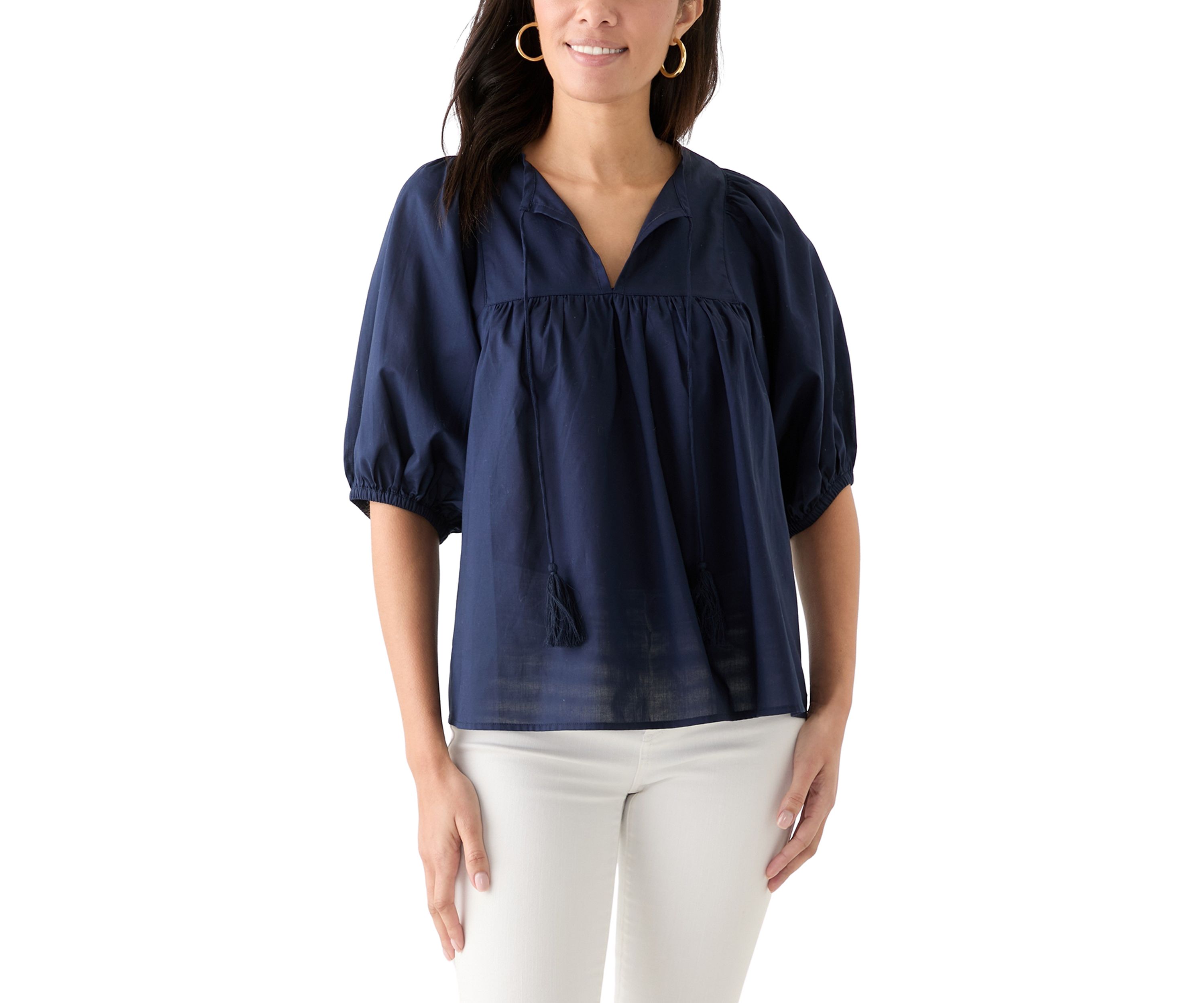 Womens Elbow Sleeve Solid Top 