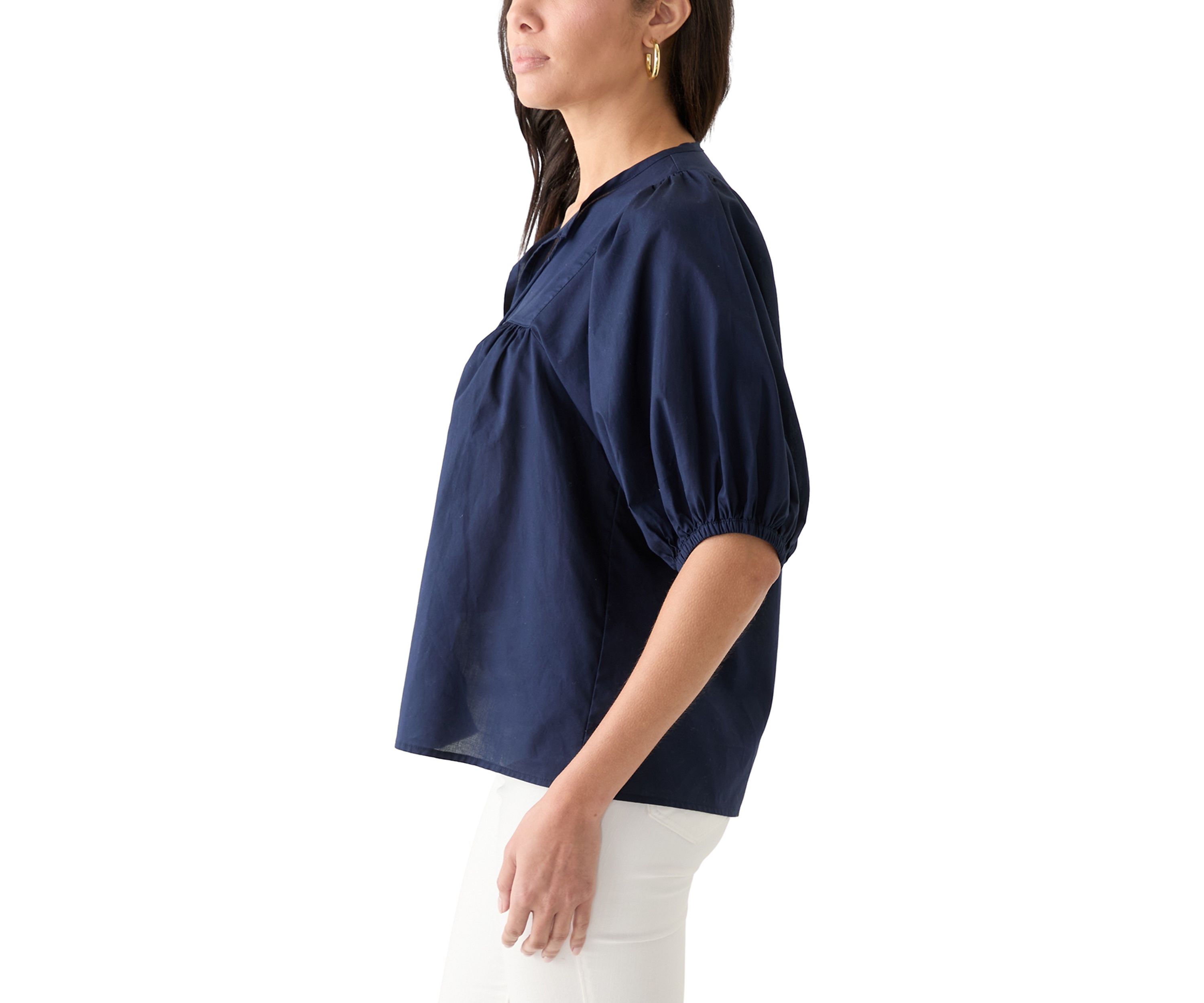 Womens Elbow Sleeve Solid Top 