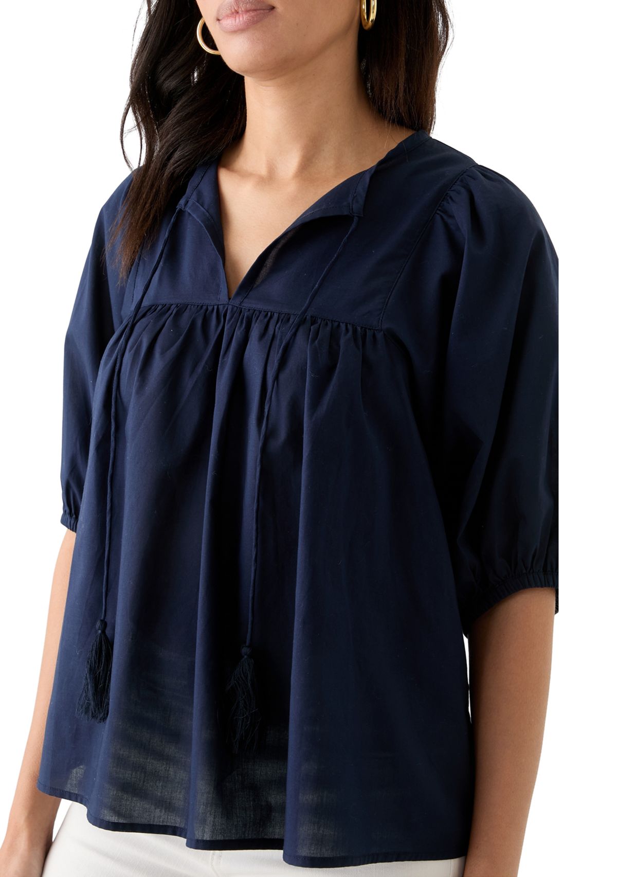 Womens Elbow Sleeve Solid Top 