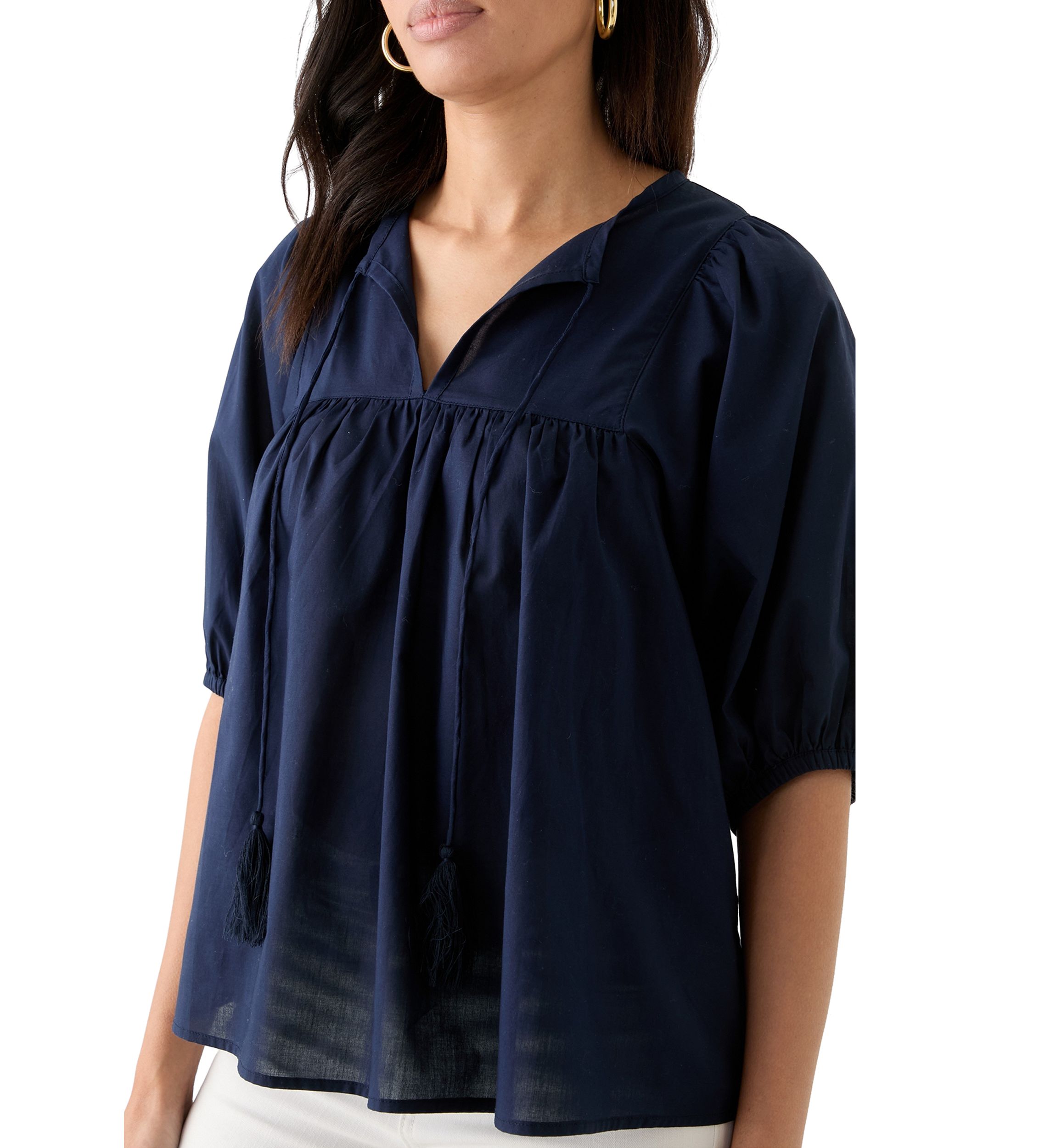 Womens Elbow Sleeve Solid Top 