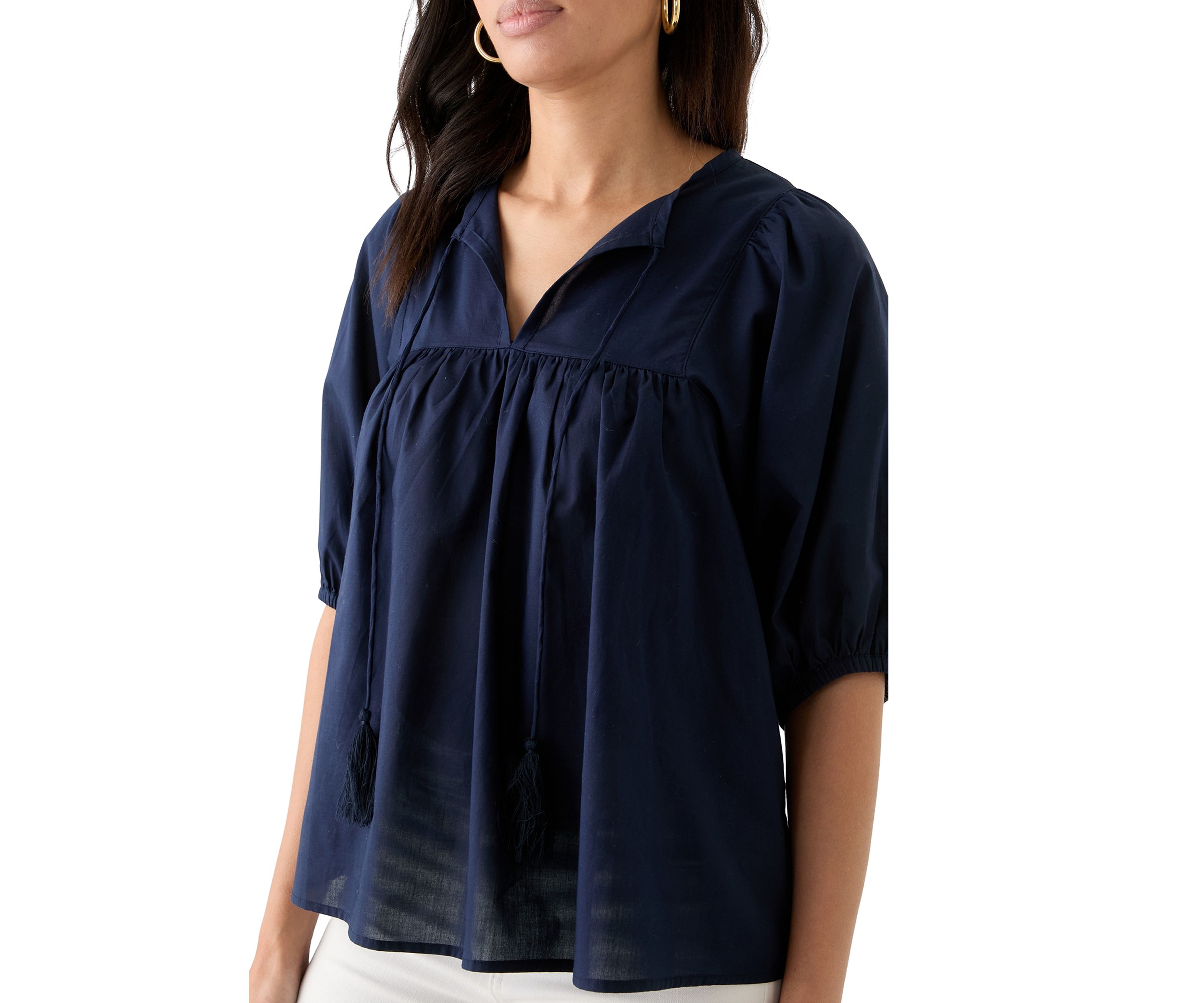 Womens Elbow Sleeve Solid Top 