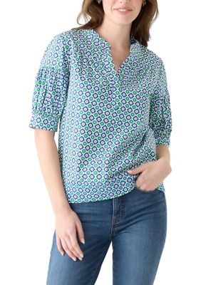 PHILOSOPHY BY REPUBLIC Women's Elbow Puff Sleeve Printed Top