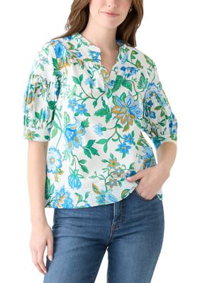 PHILOSOPHY BY REPUBLIC Women's Elbow Puff Sleeve Printed Top