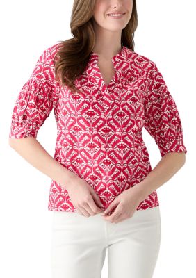 PHILOSOPHY BY REPUBLIC Women's Elbow Puff Sleeve Printed Top