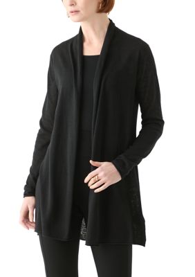 PHILOSOPHY BY REPUBLIC Women's Long Sleeve Open Linen Blend Cardigan, Black, Small