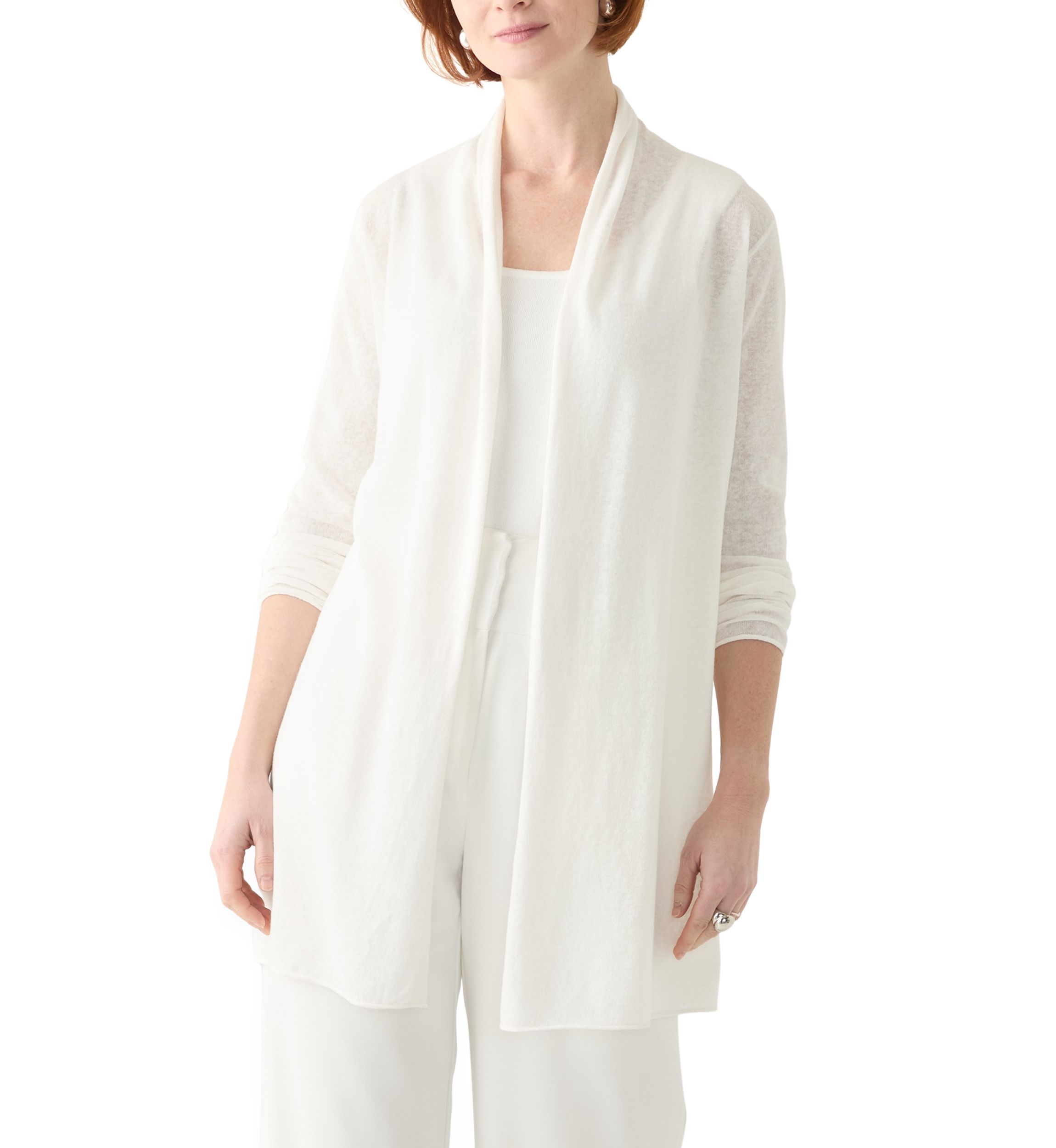 Womens Long Sleeve Open Linen Blend Cardigan