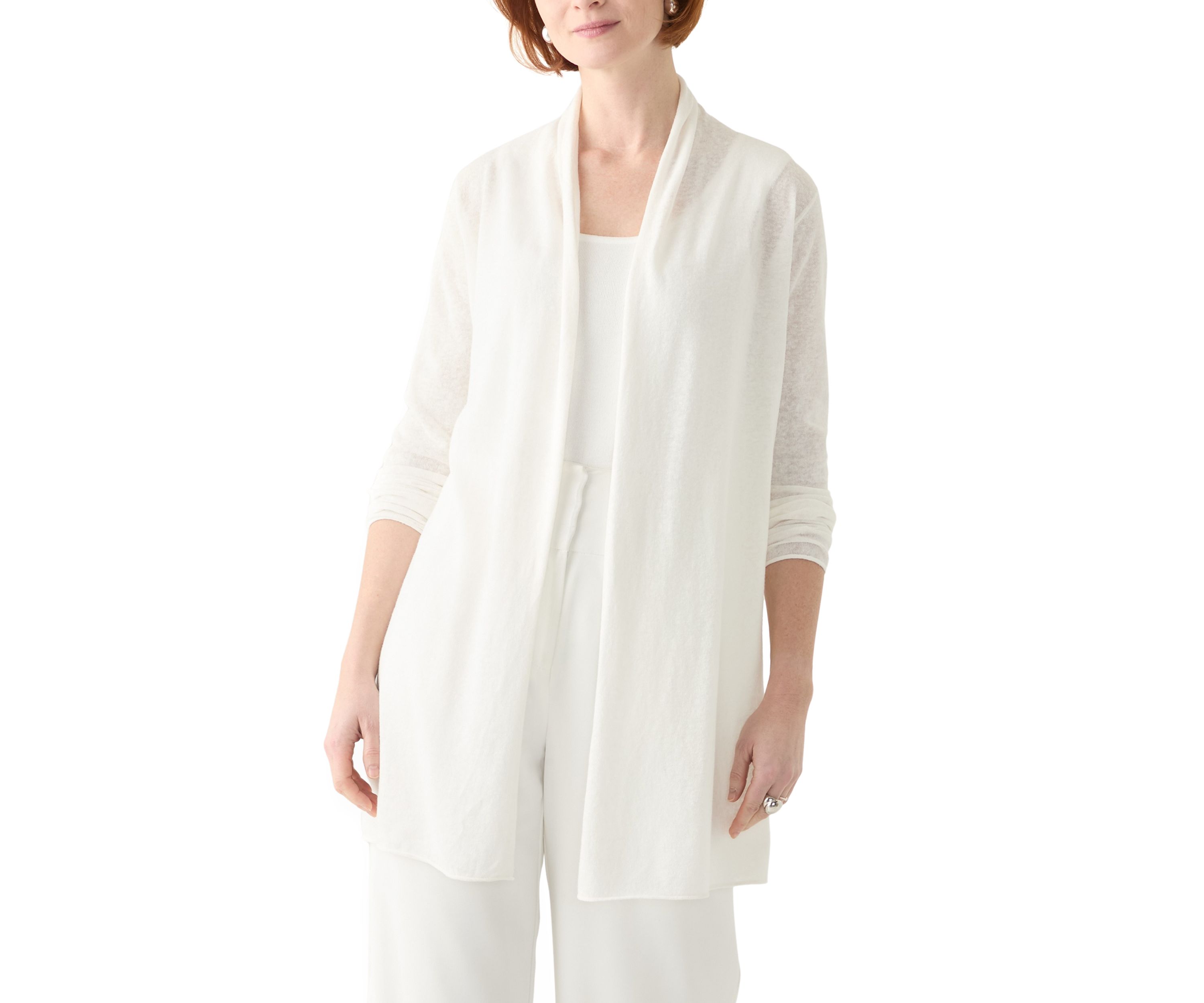 Womens Long Sleeve Open Linen Blend Cardigan