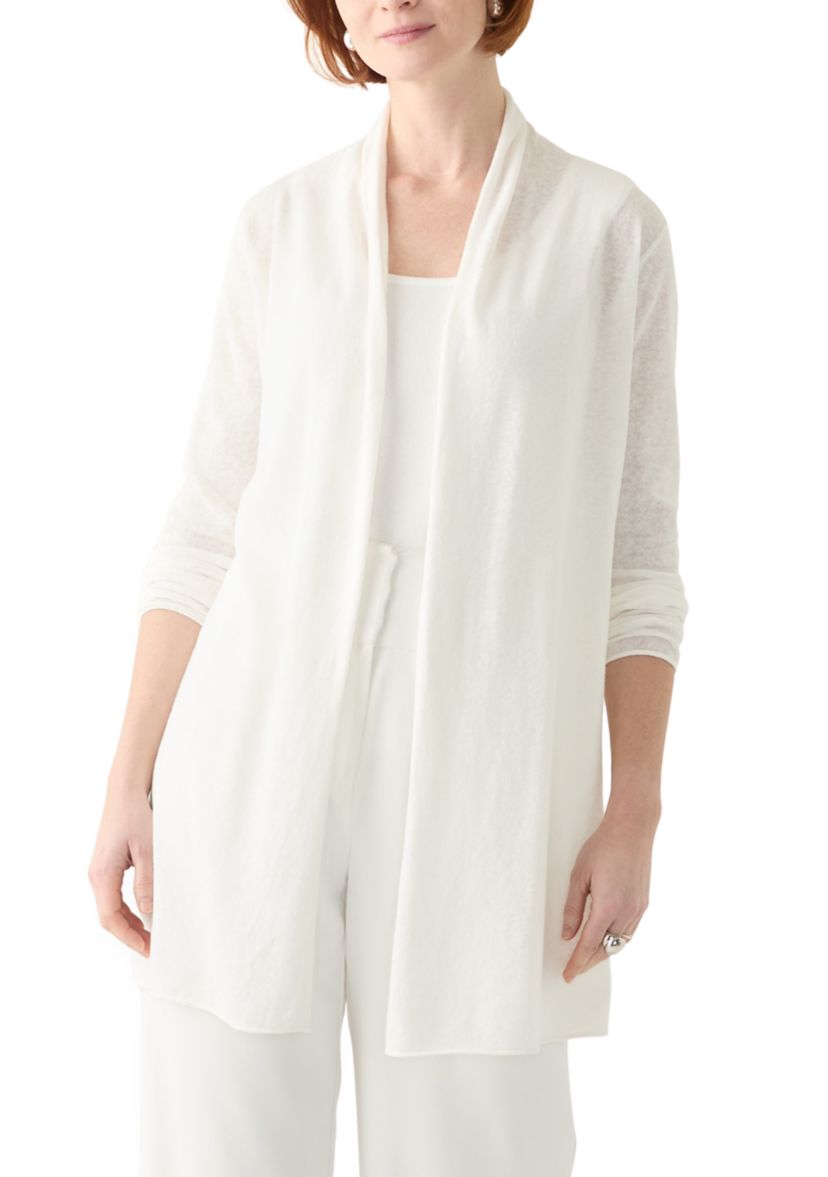 Womens Long Sleeve Open Linen Blend Cardigan