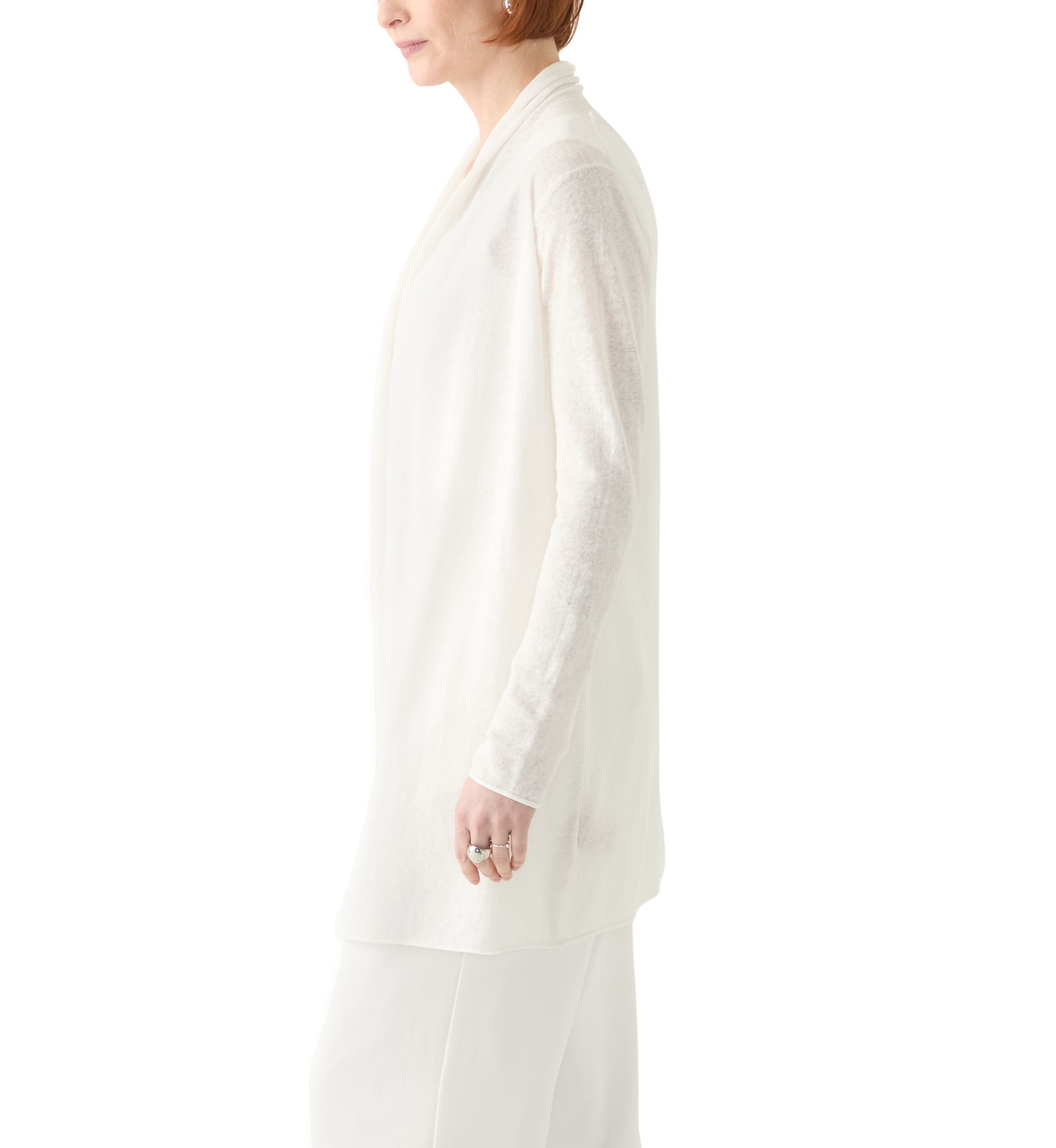 Womens Long Sleeve Open Linen Blend Cardigan