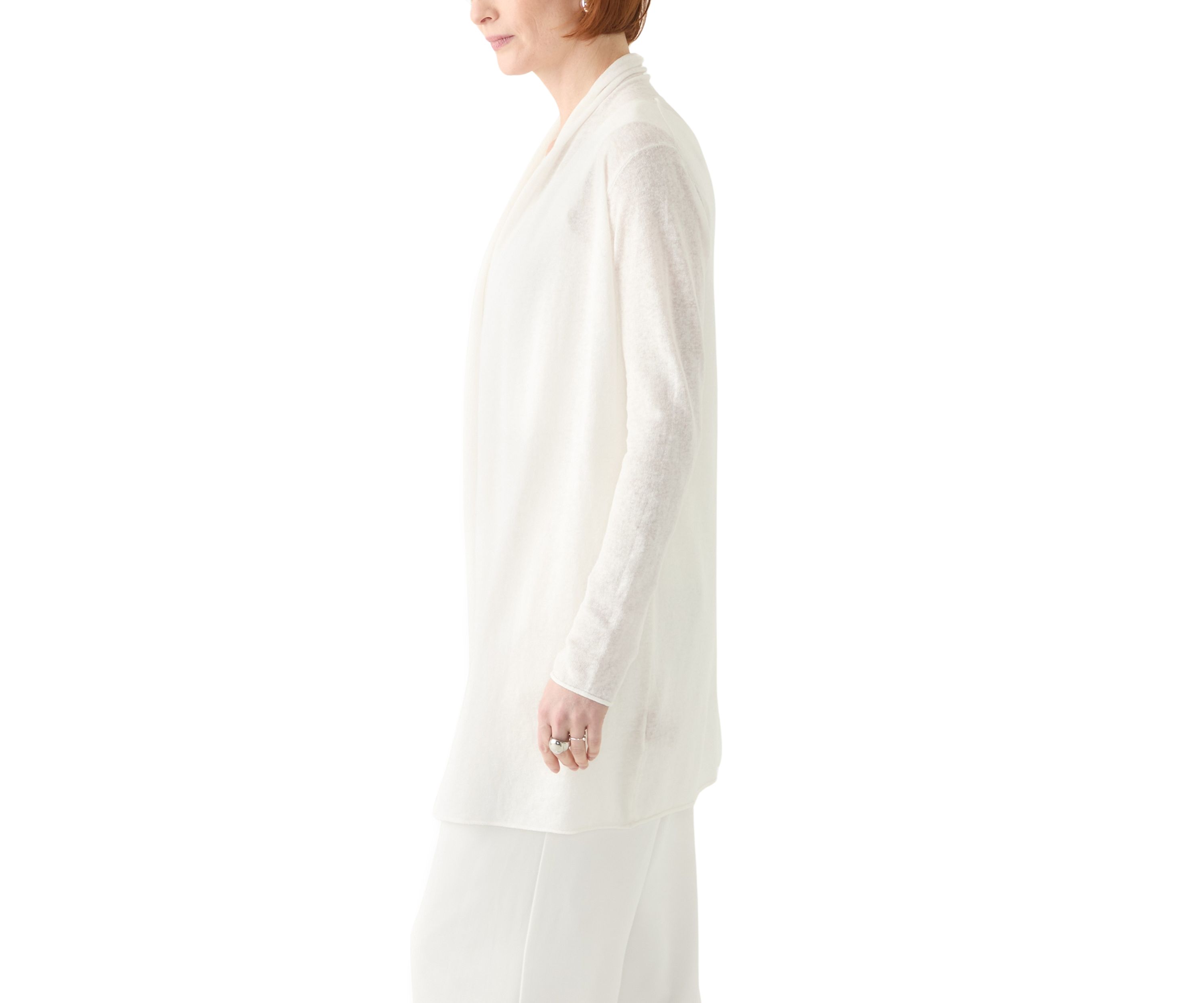 Womens Long Sleeve Open Linen Blend Cardigan