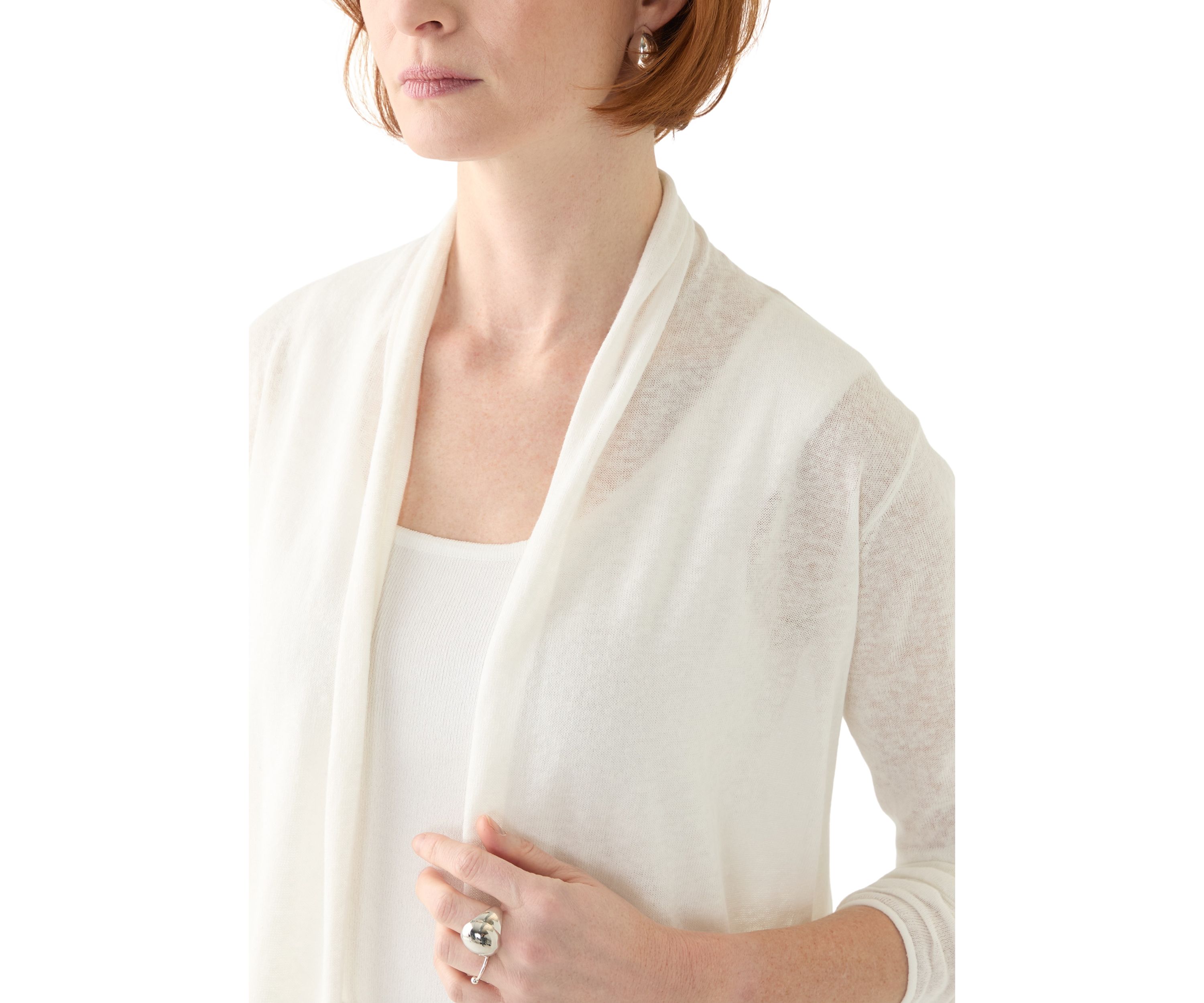 Womens Long Sleeve Open Linen Blend Cardigan