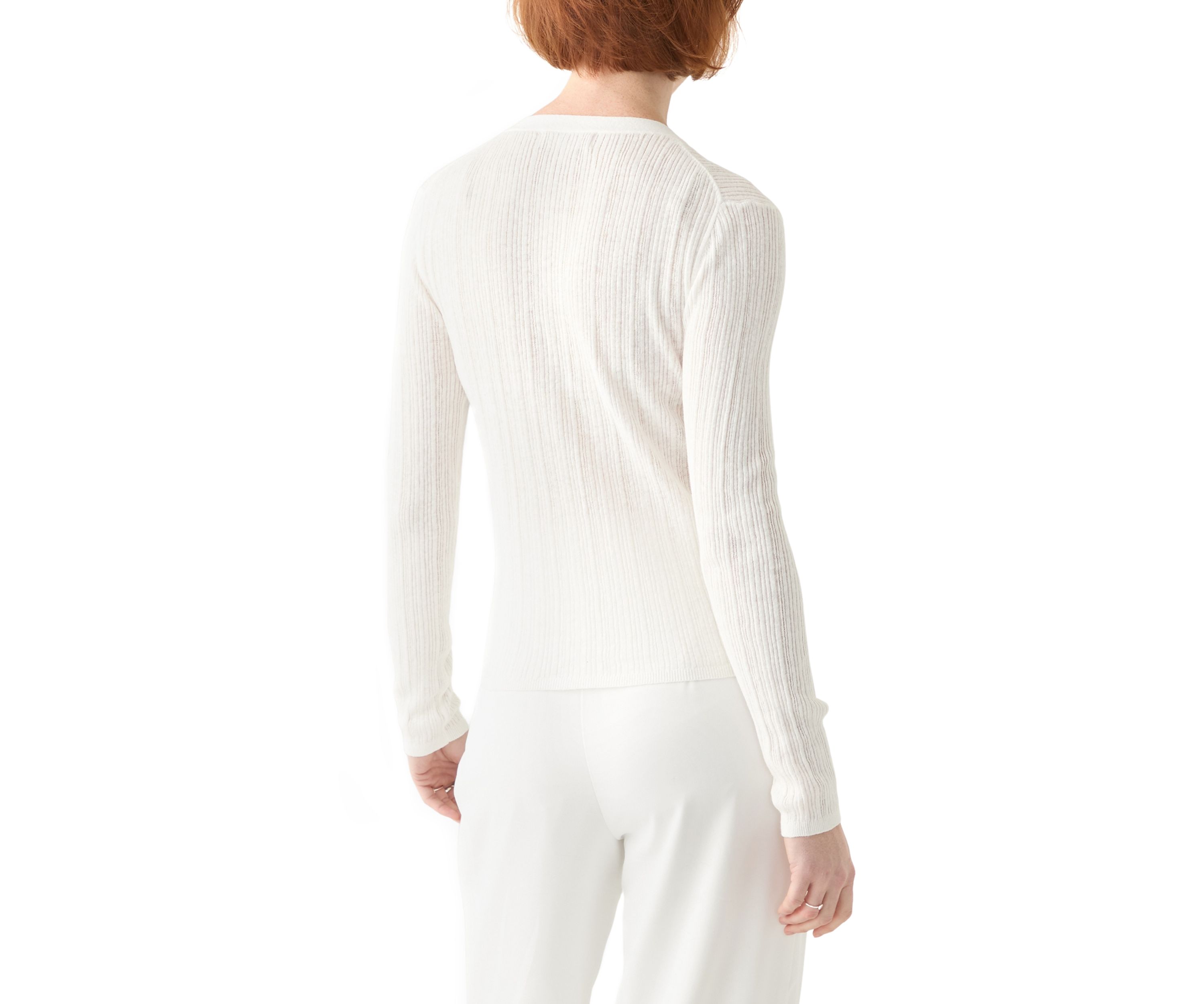 Womens Long Sleeve V-Neck Button Down Rib Linen Blend Cardigan