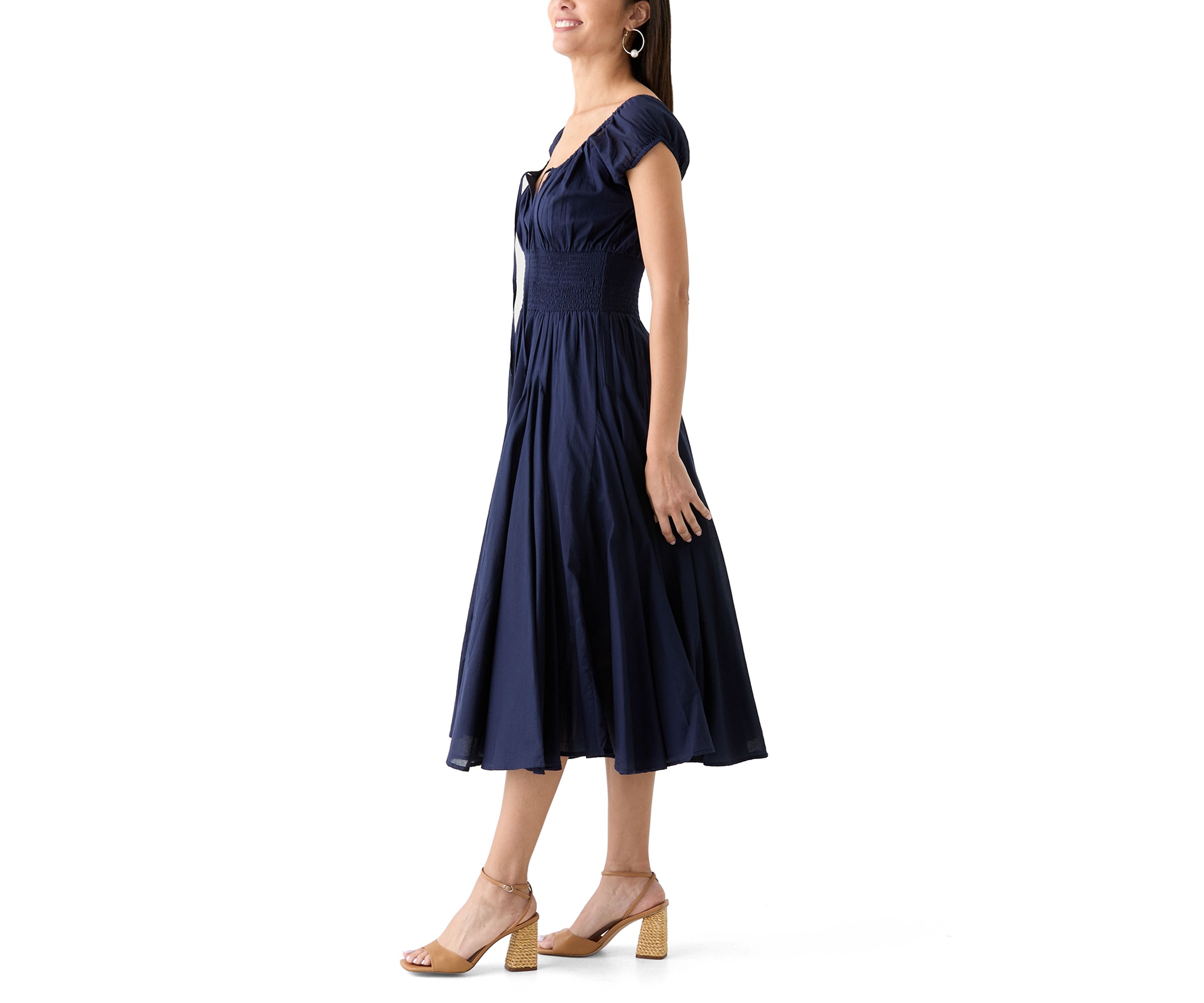 Womens Short Sleeve Tie Front Dress