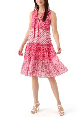 PHILOSOPHY BY REPUBLIC Women's Sleeveless Tiered Mix Print Dress
