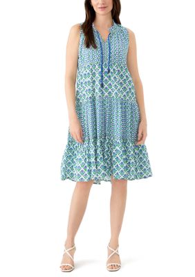 PHILOSOPHY BY REPUBLIC Women's Sleeveless Tiered Mix Print Dress