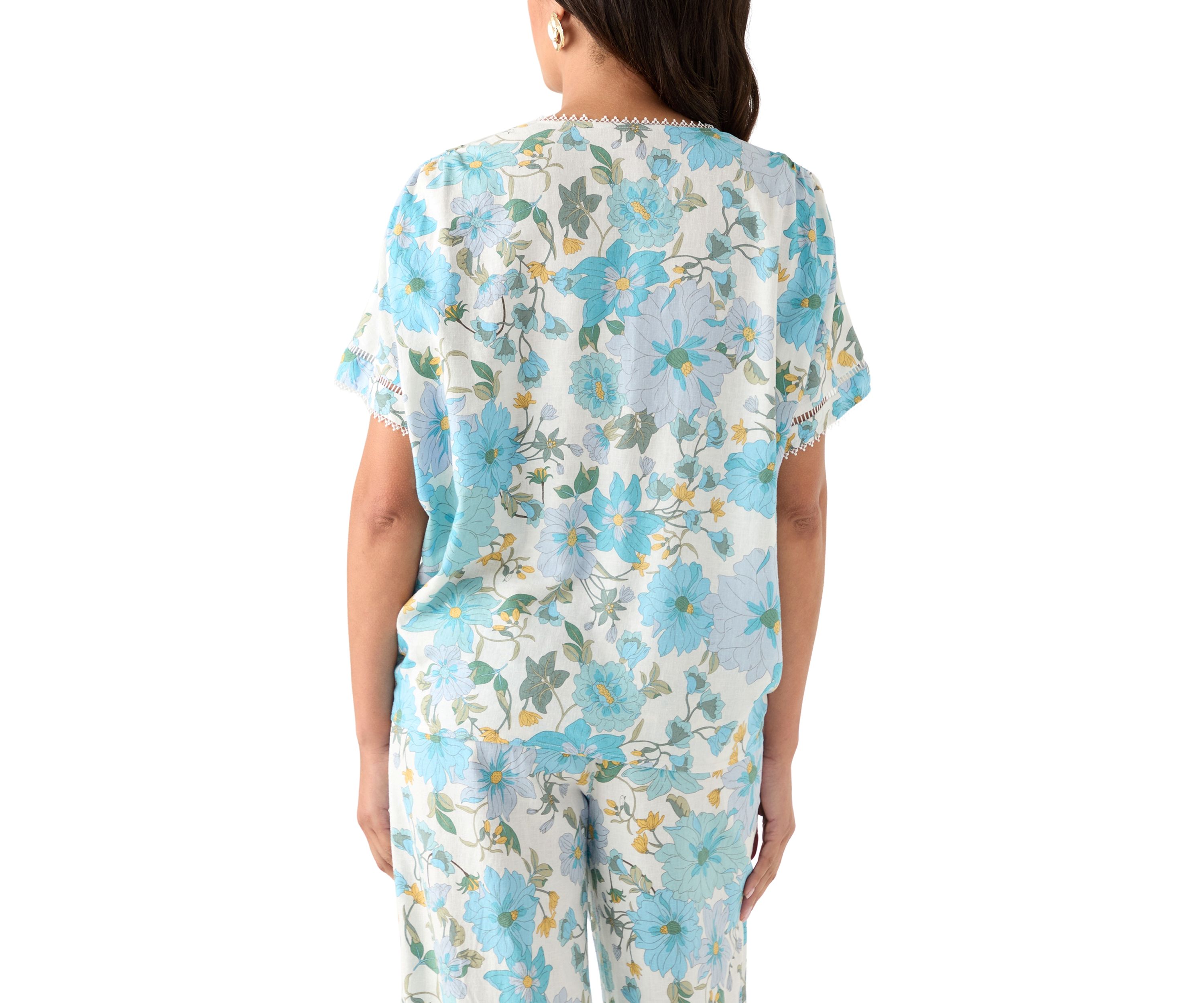 Womens Printed V-Neck Blouse