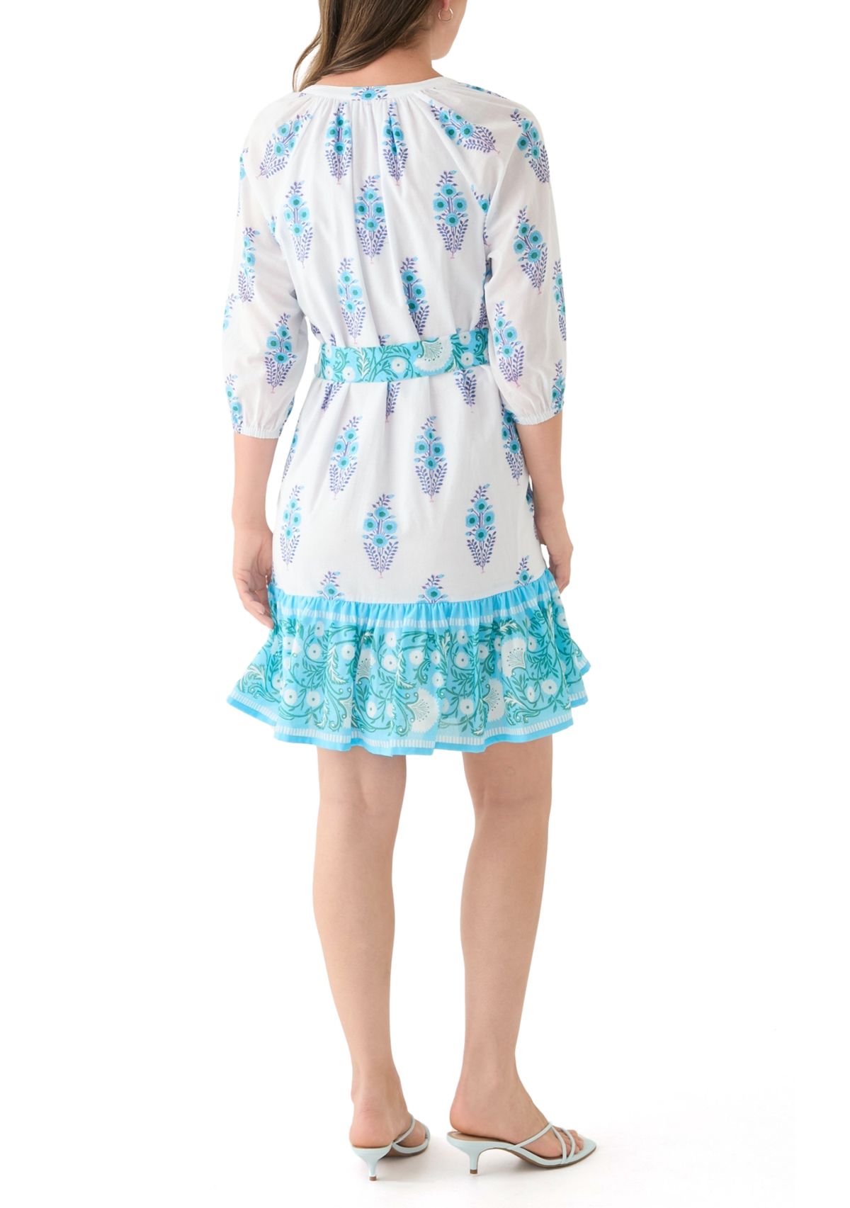 Womens Printed Split Neck Dress