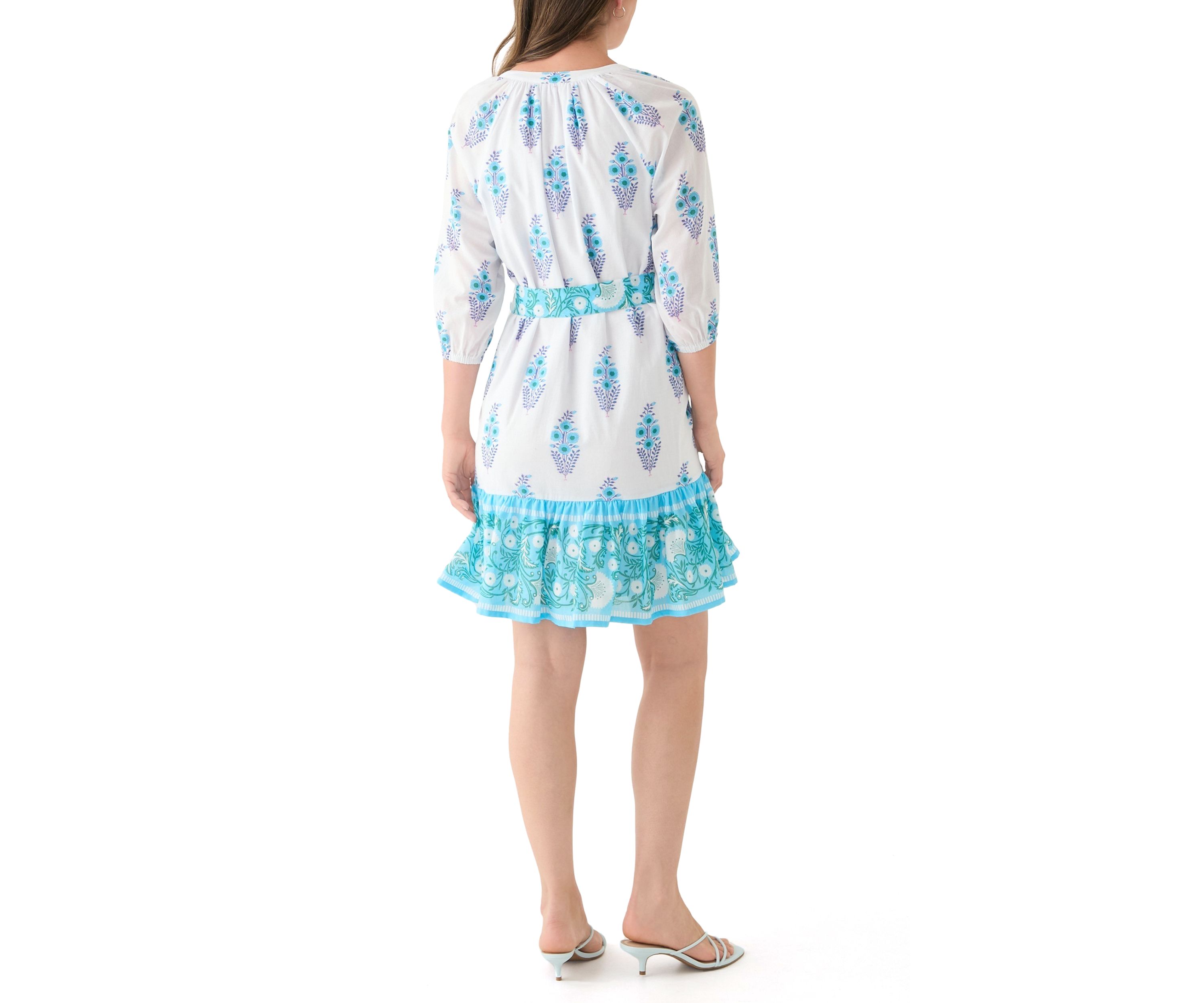 Womens Printed Split Neck Dress