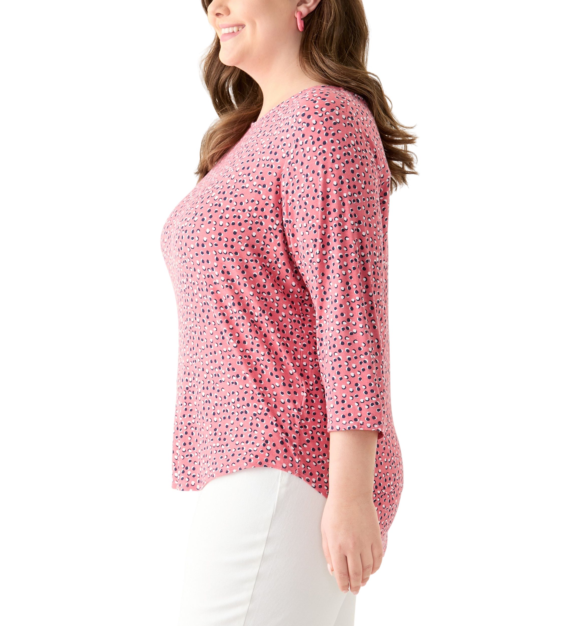 Plus Size 3/4 Sleeve Pleat Back Knit Top
