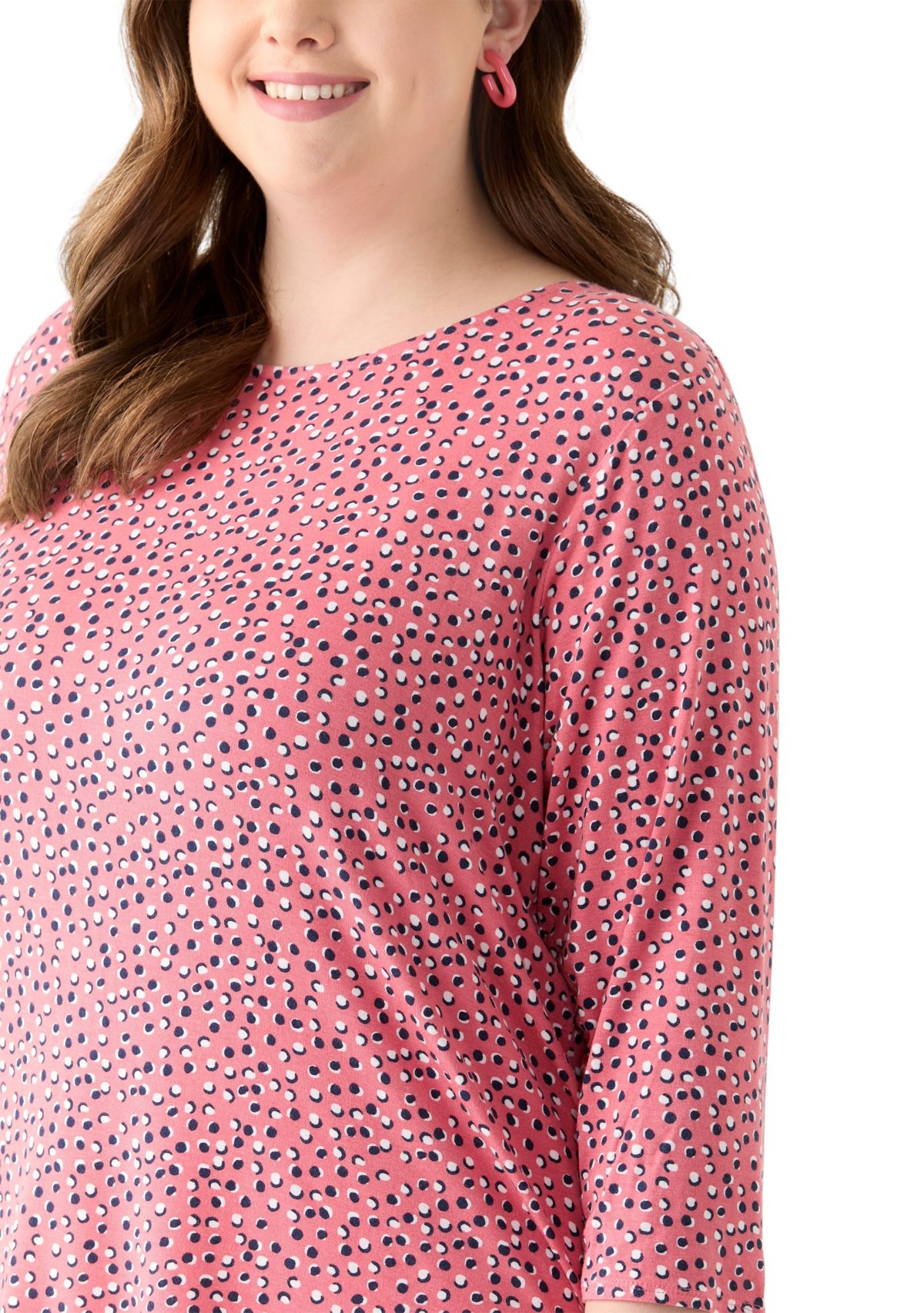 Plus Size 3/4 Sleeve Pleat Back Knit Top