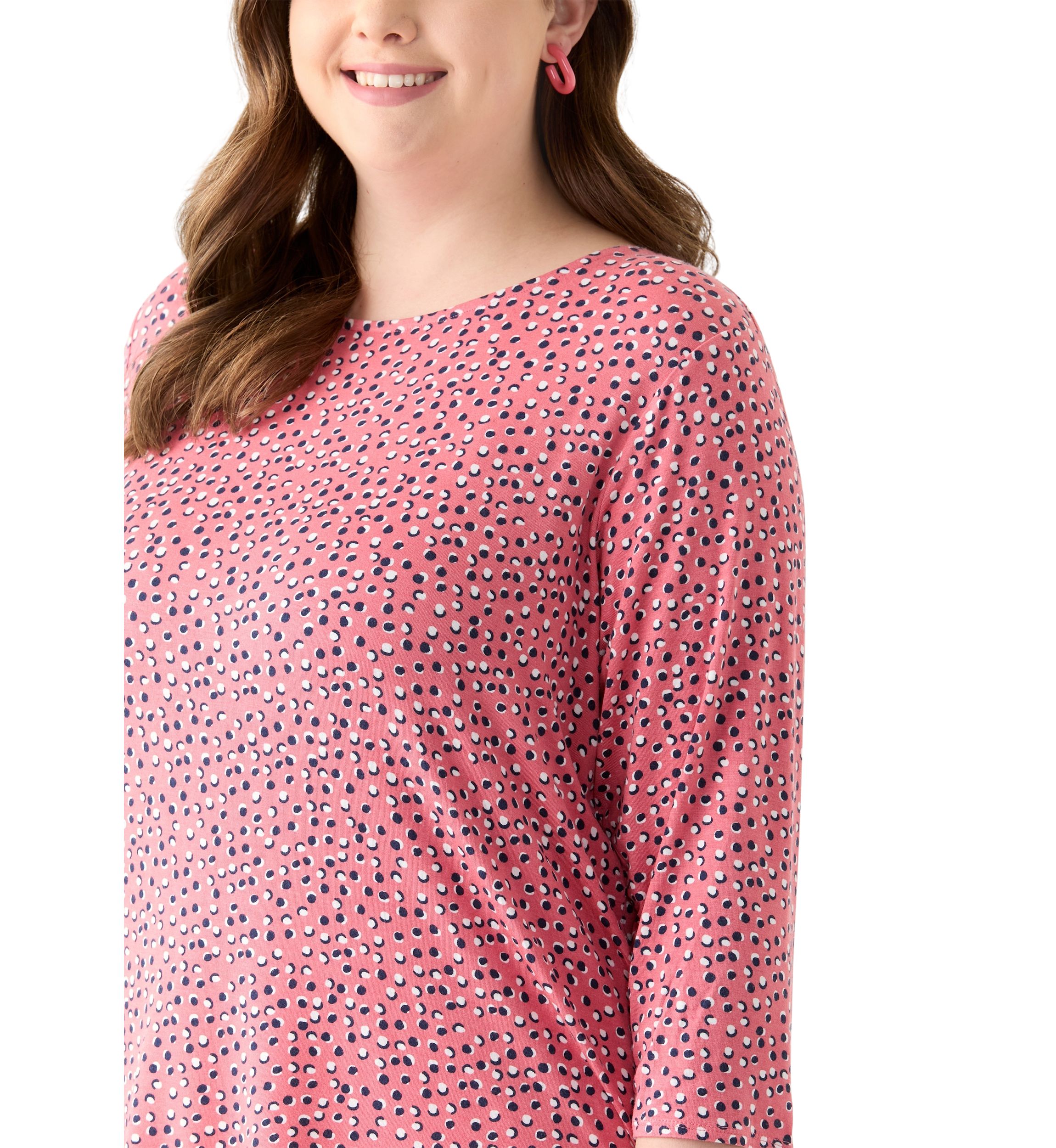Plus Size 3/4 Sleeve Pleat Back Knit Top