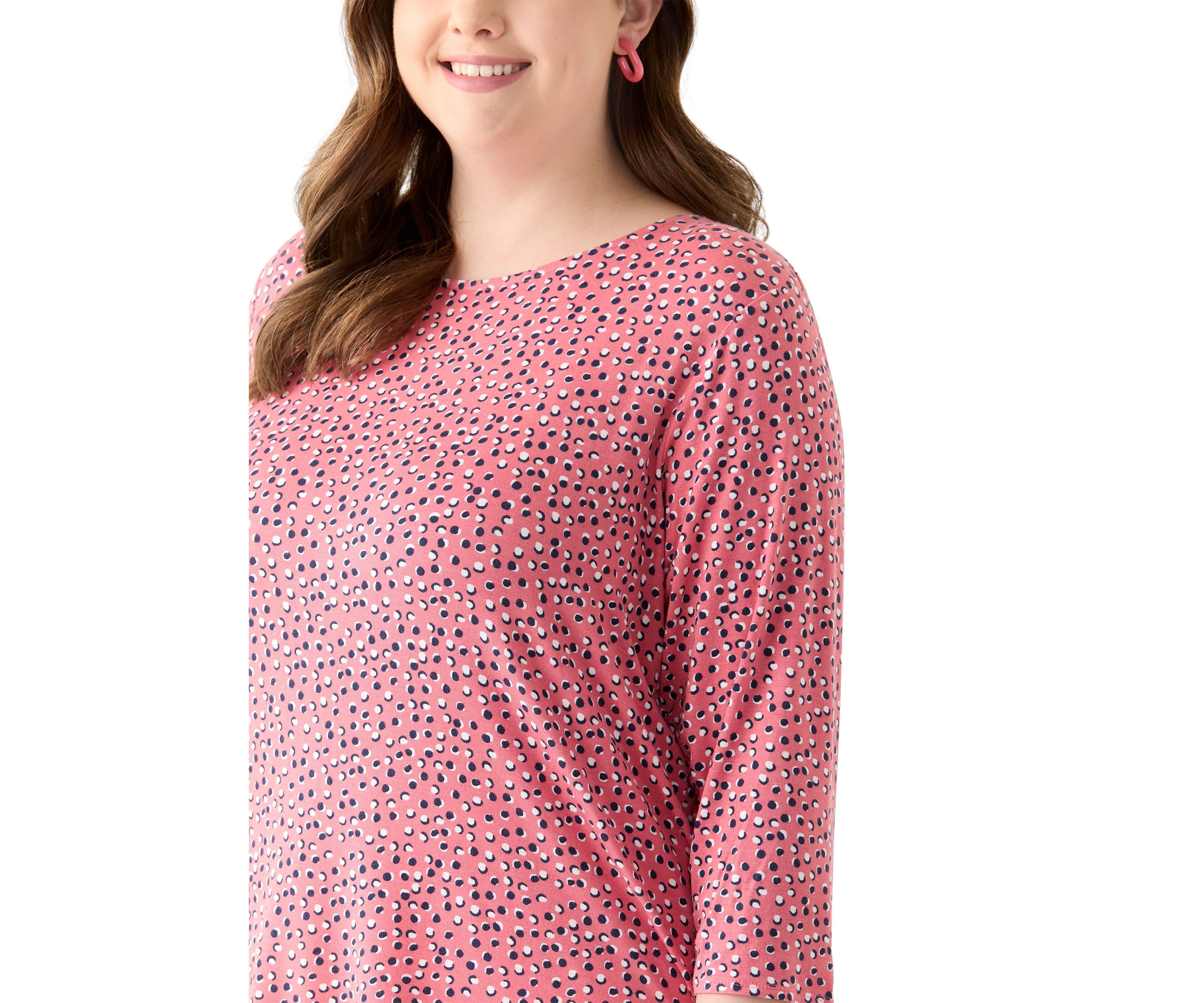 Plus Size 3/4 Sleeve Pleat Back Knit Top