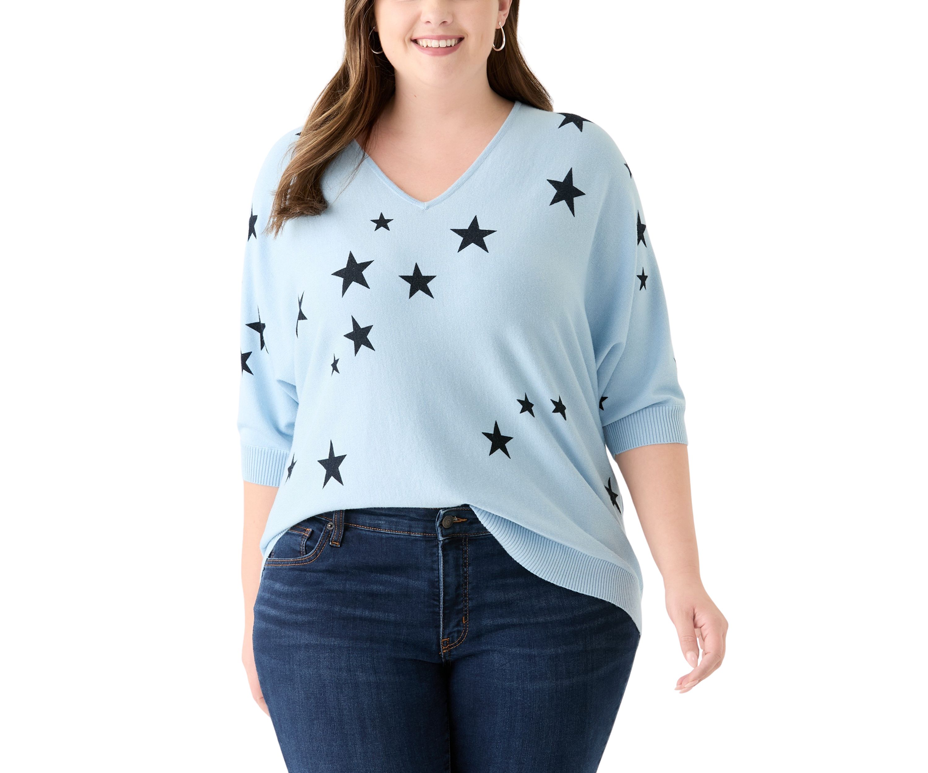 	  Plus Size Elbow Sleeve Knit Sweater 