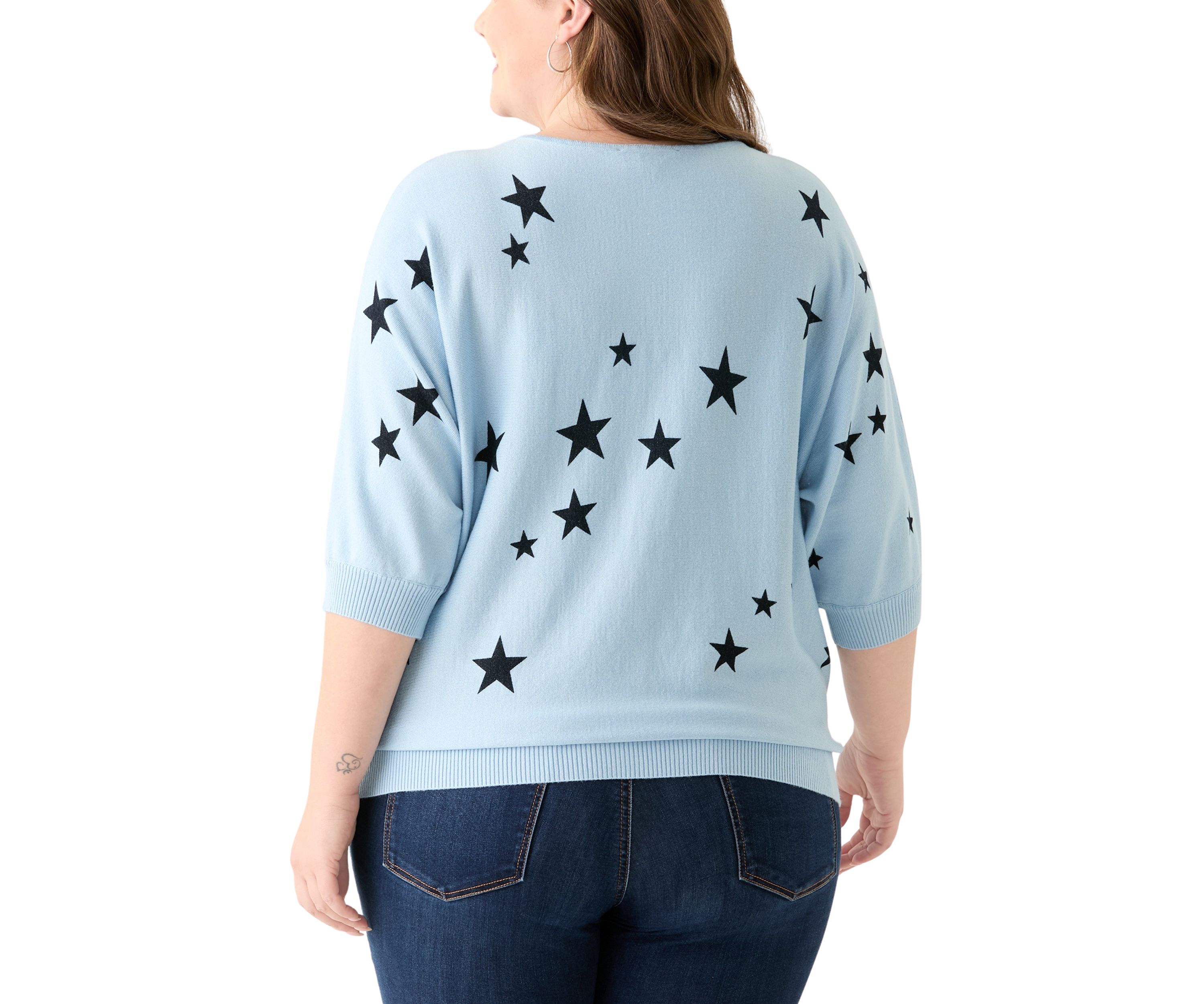 	  Plus Size Elbow Sleeve Knit Sweater 