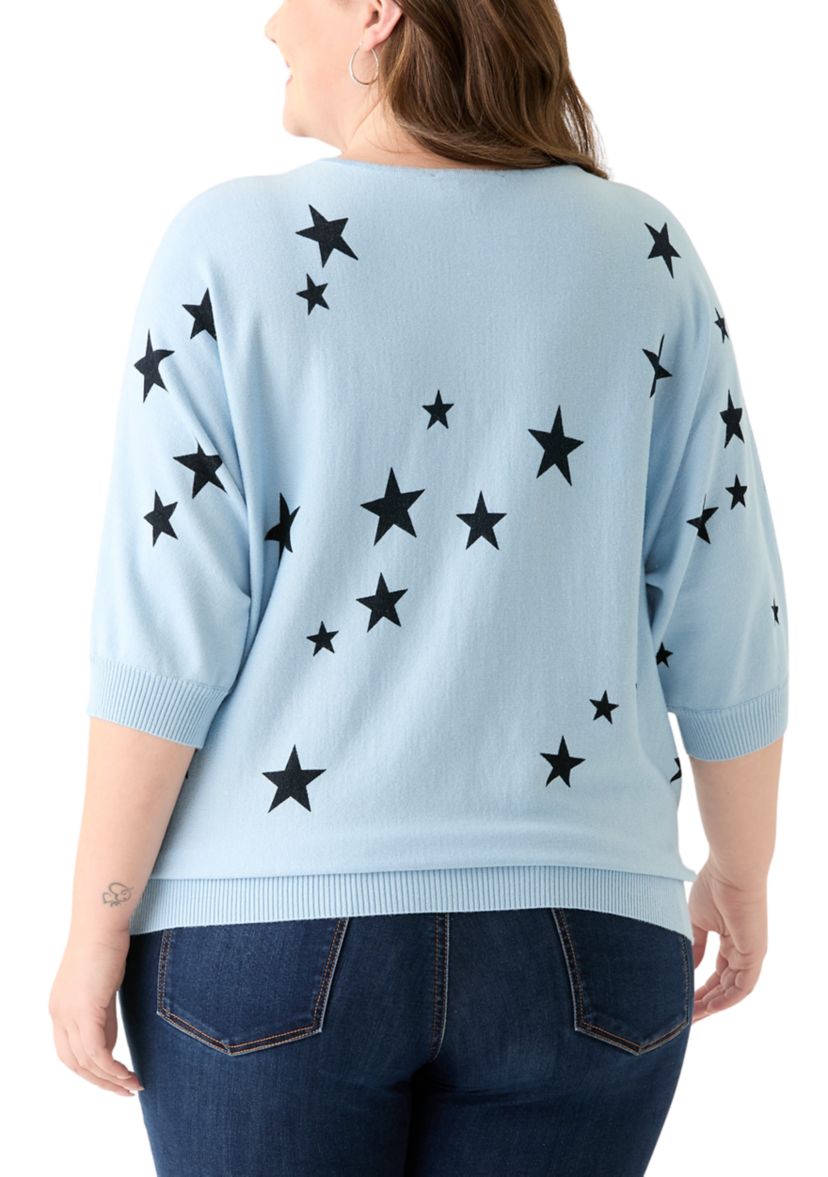 	  Plus Size Elbow Sleeve Knit Sweater 