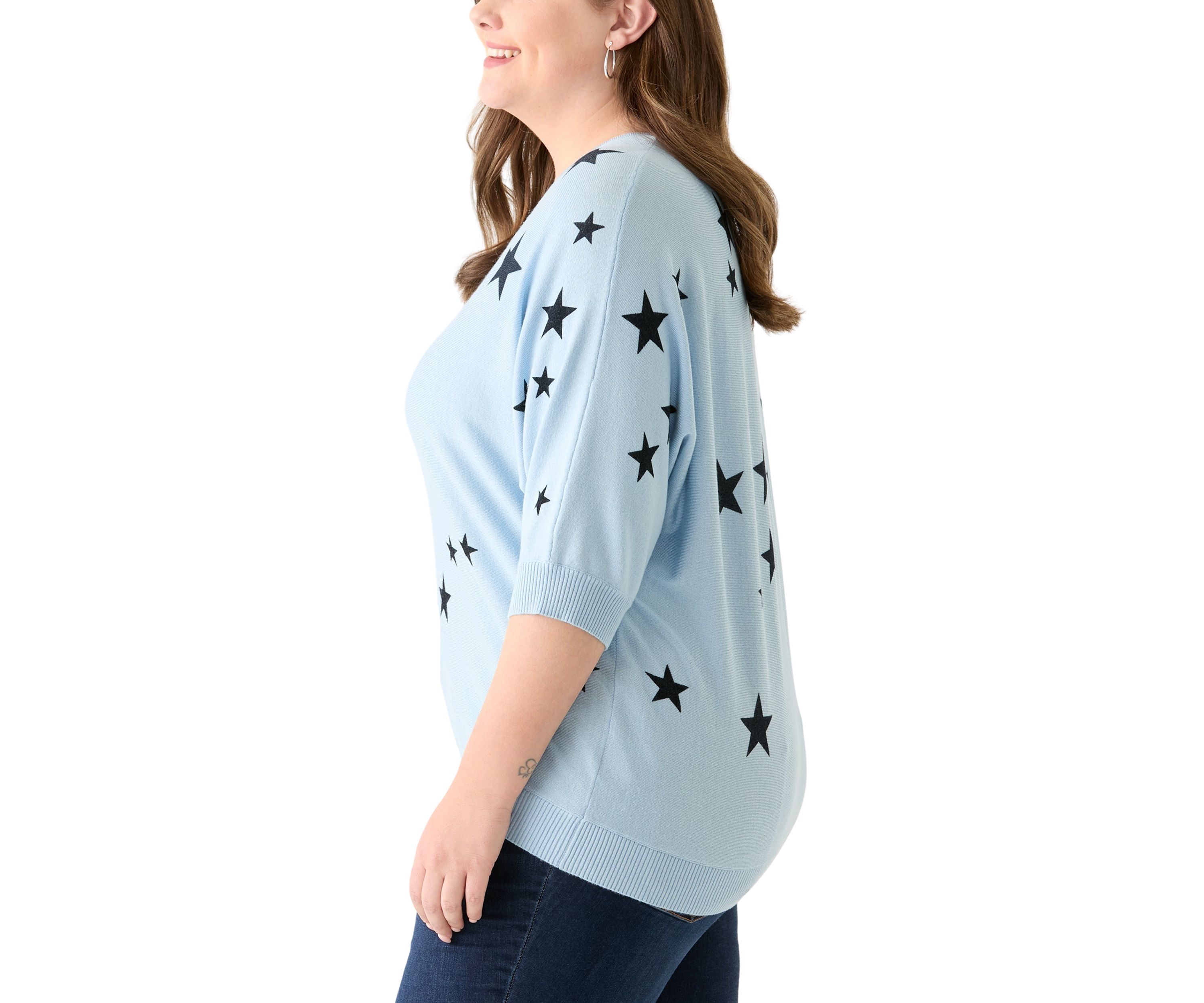 	  Plus Size Elbow Sleeve Knit Sweater 