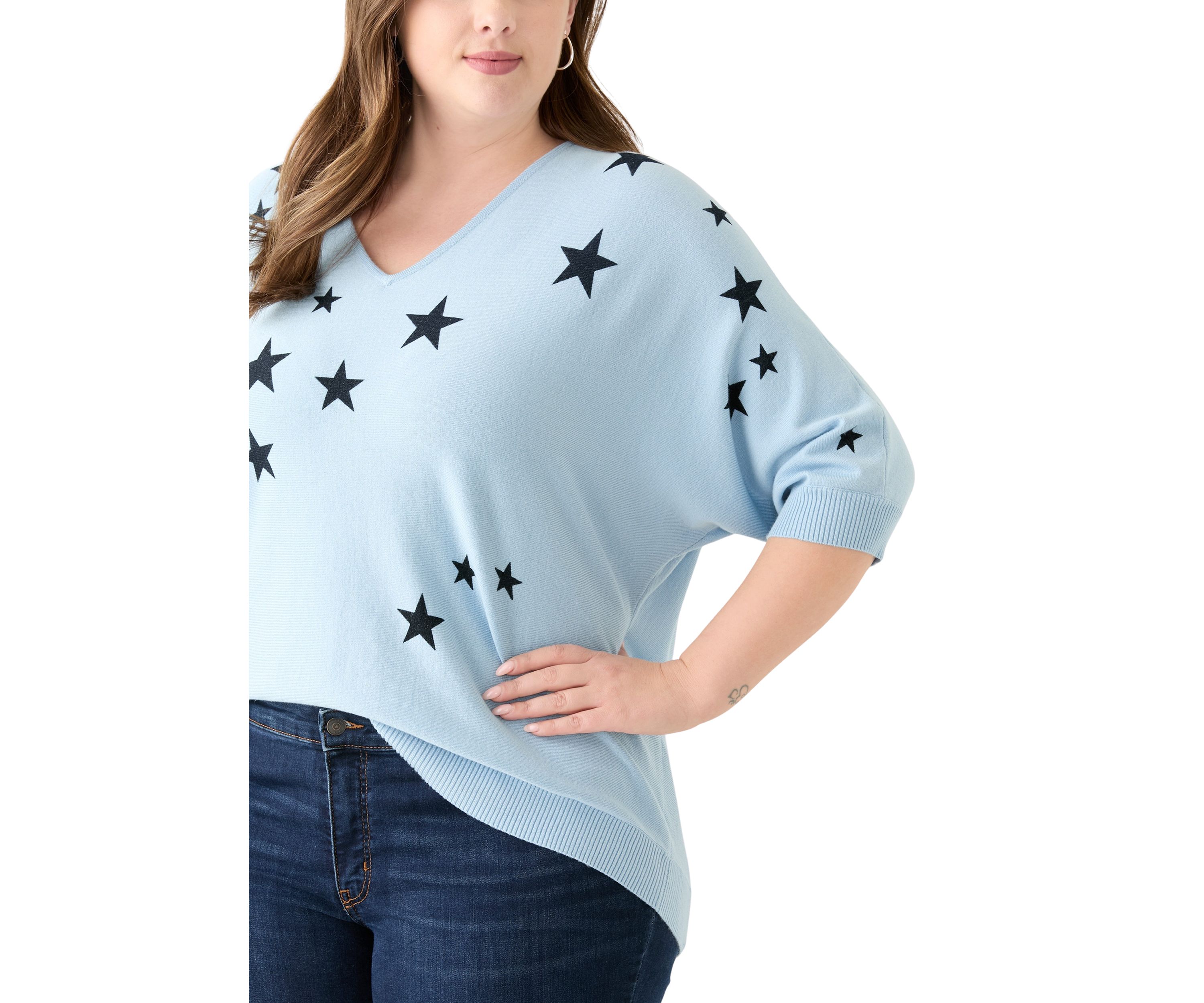 	  Plus Size Elbow Sleeve Knit Sweater 
