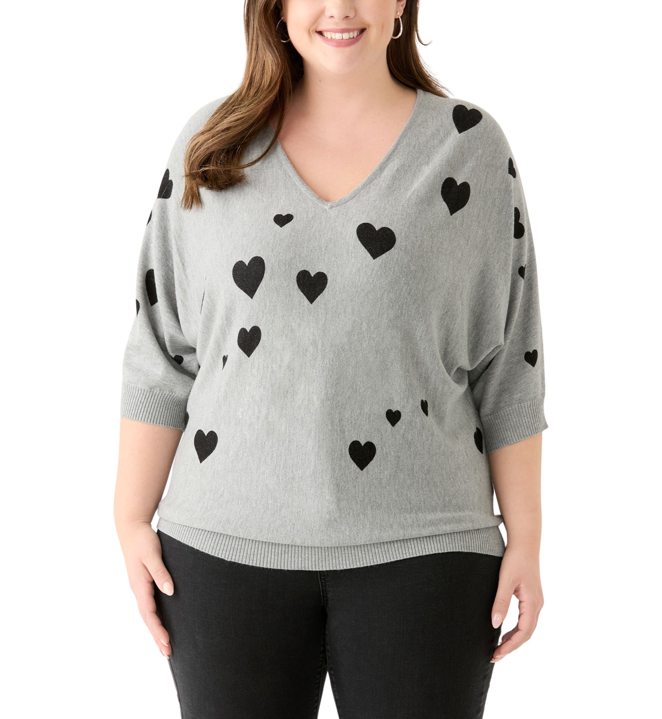 Plus Size Elbow Sleeve Knit Sweater
