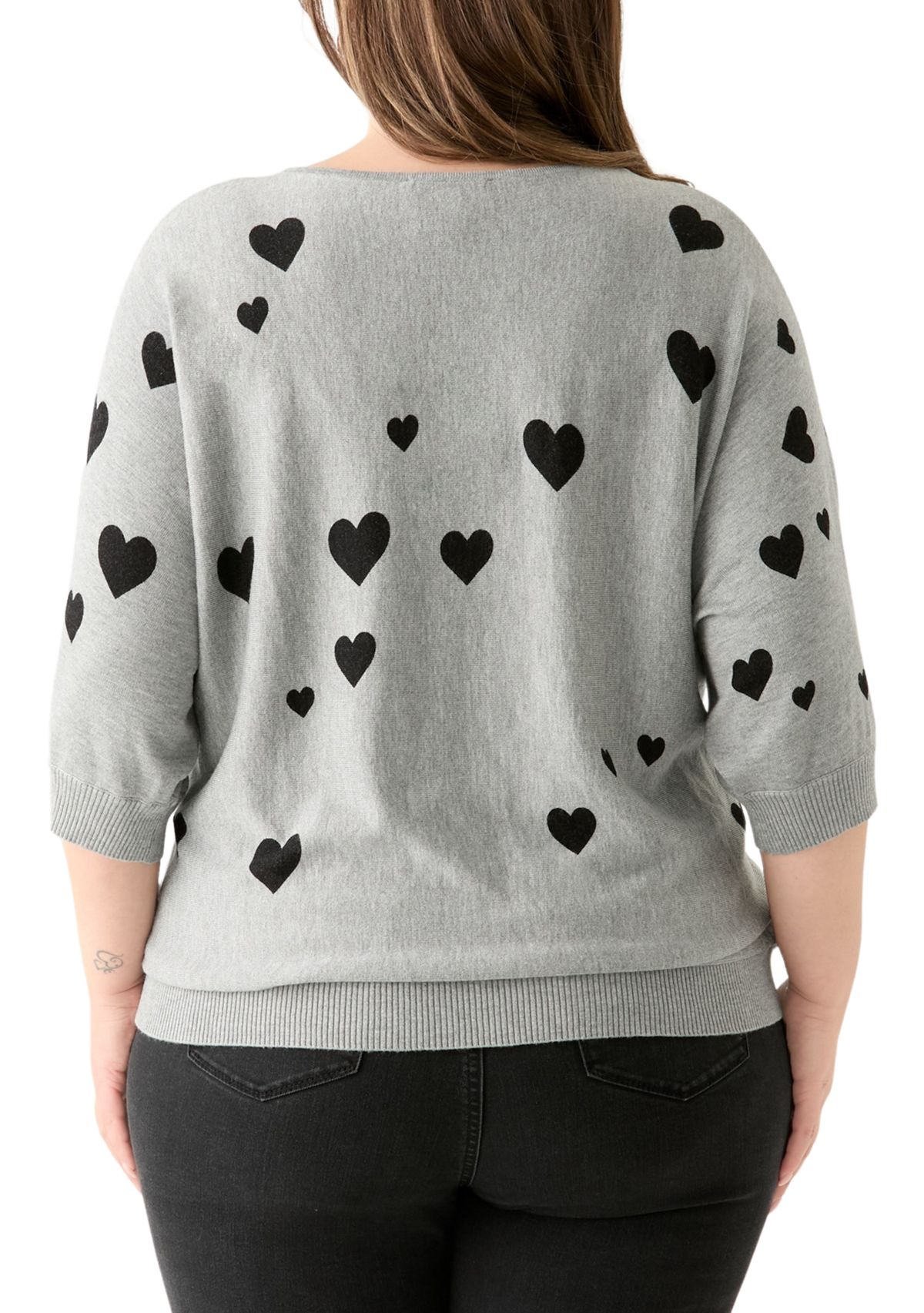 Plus Size Elbow Sleeve Knit Sweater