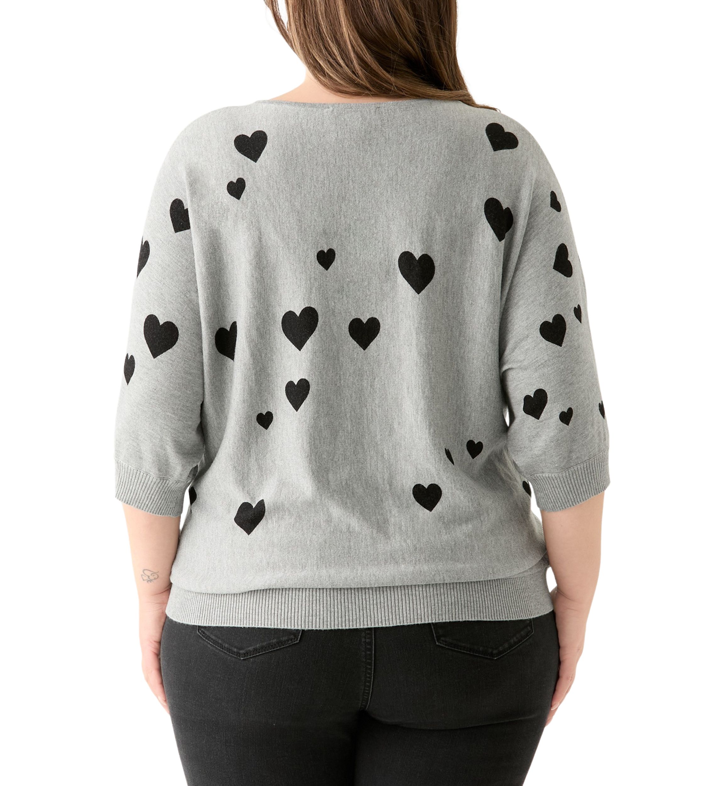 Plus Size Elbow Sleeve Knit Sweater