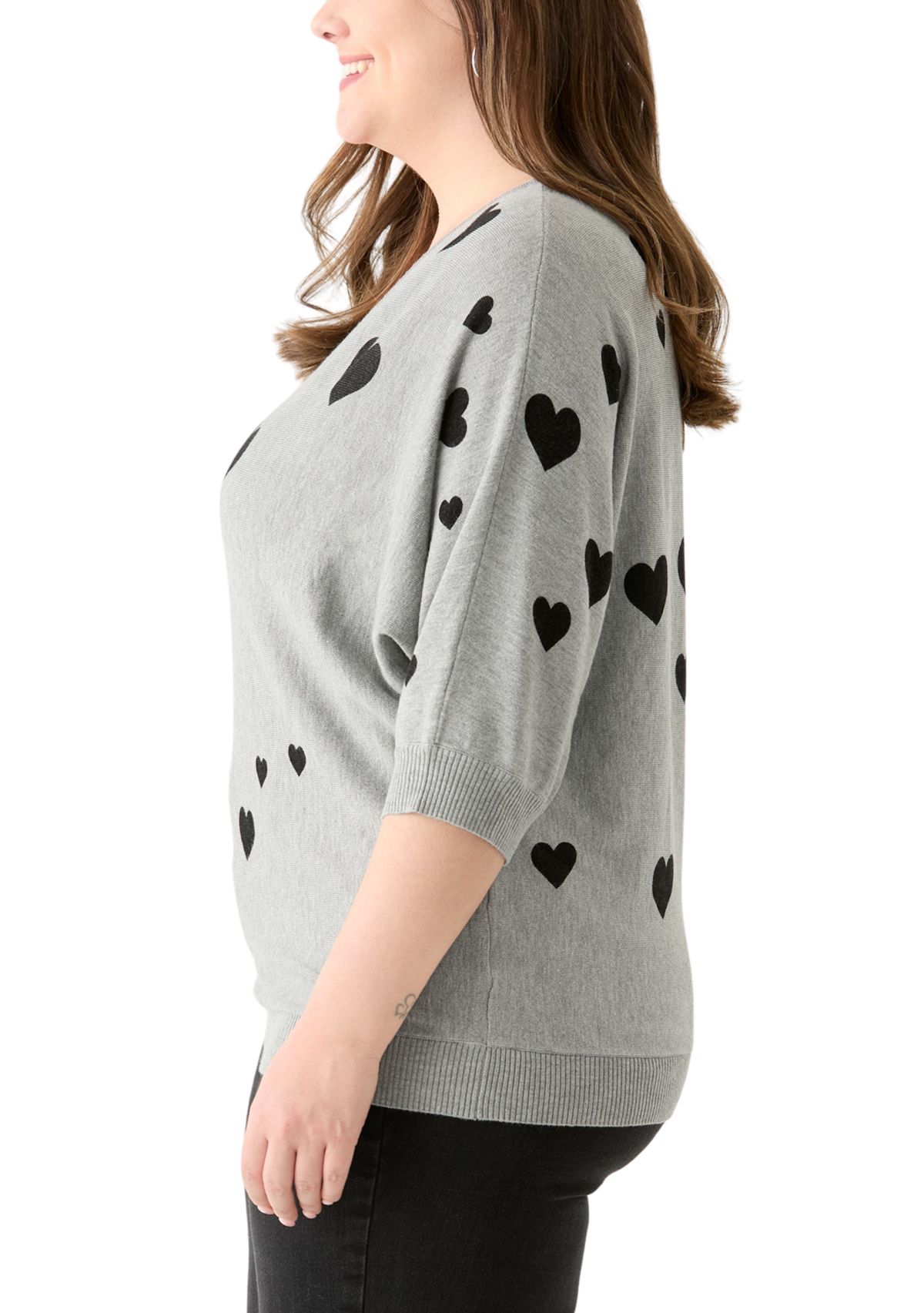 Plus Size Elbow Sleeve Knit Sweater
