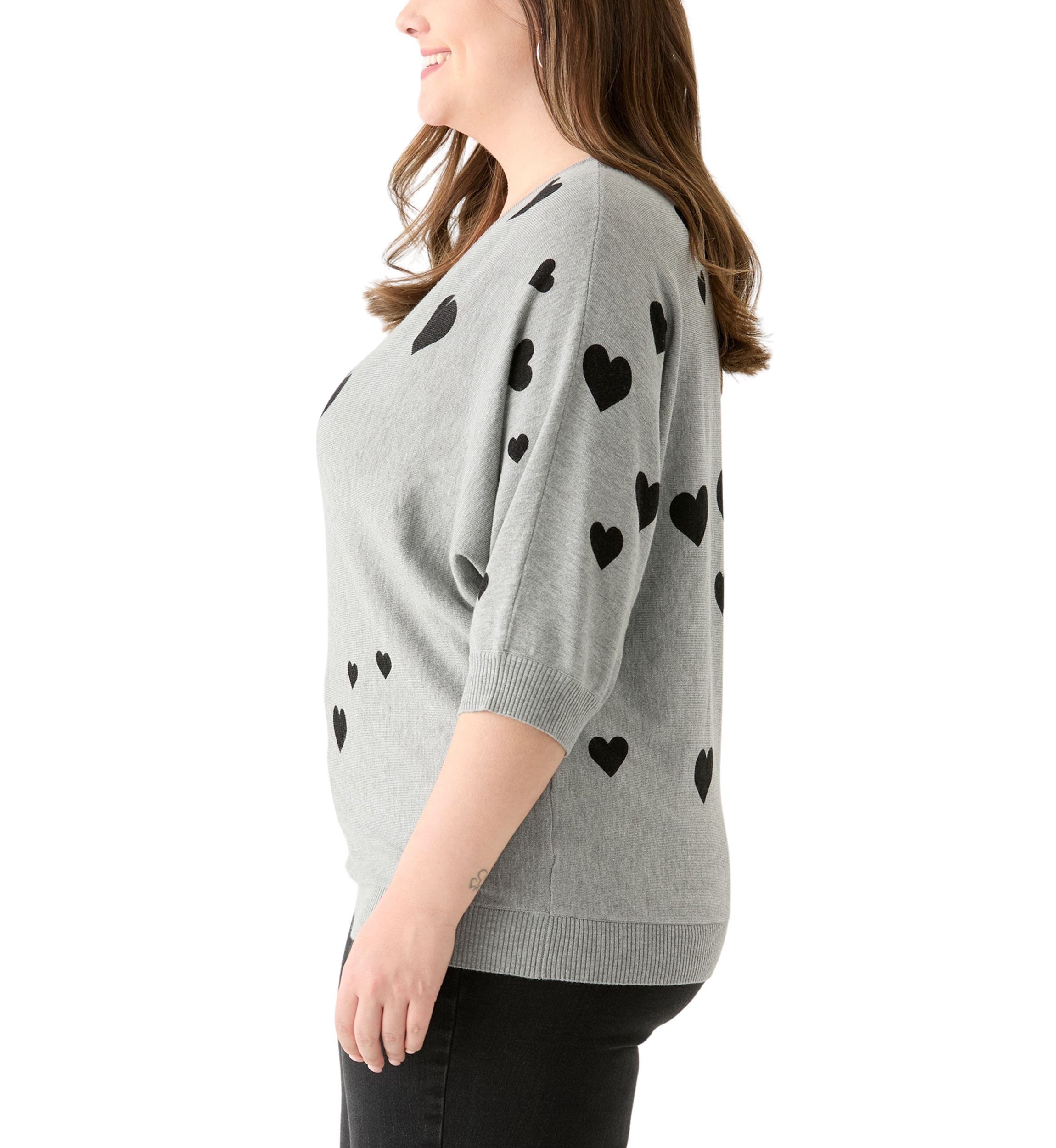 Plus Size Elbow Sleeve Knit Sweater