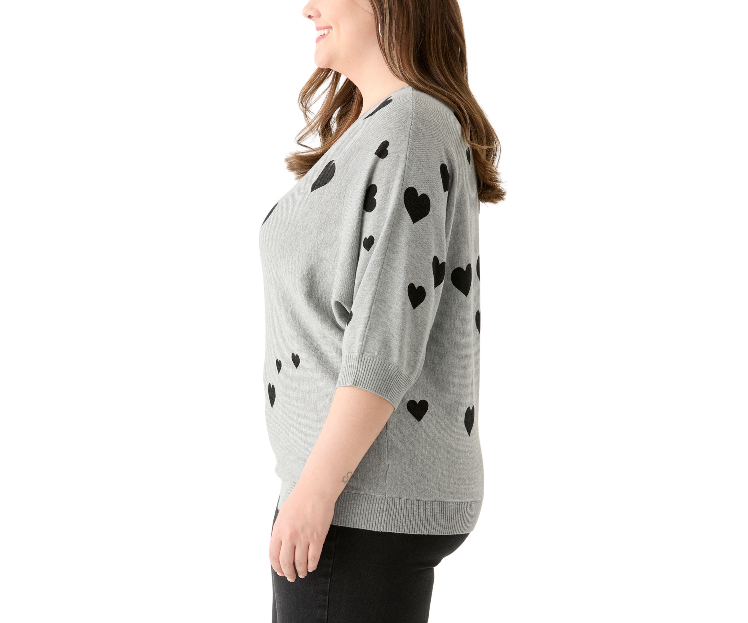 Plus Size Elbow Sleeve Knit Sweater