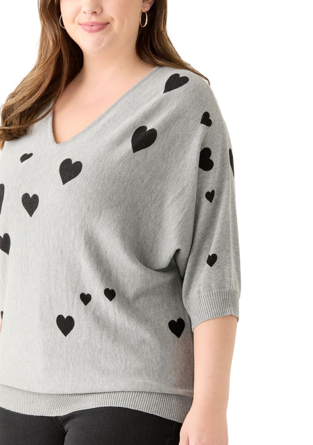 Plus Size Elbow Sleeve Knit Sweater