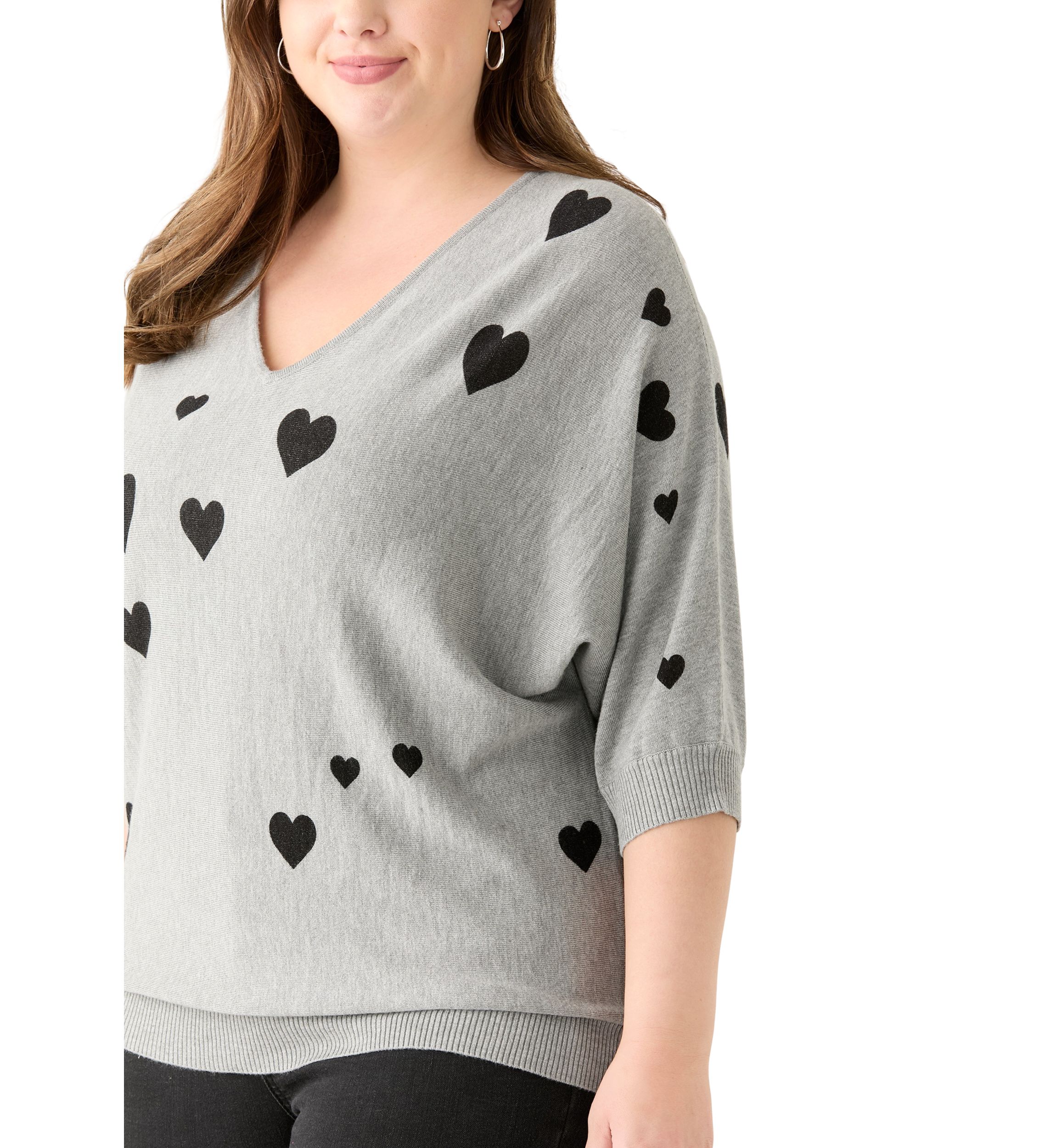 Plus Size Elbow Sleeve Knit Sweater