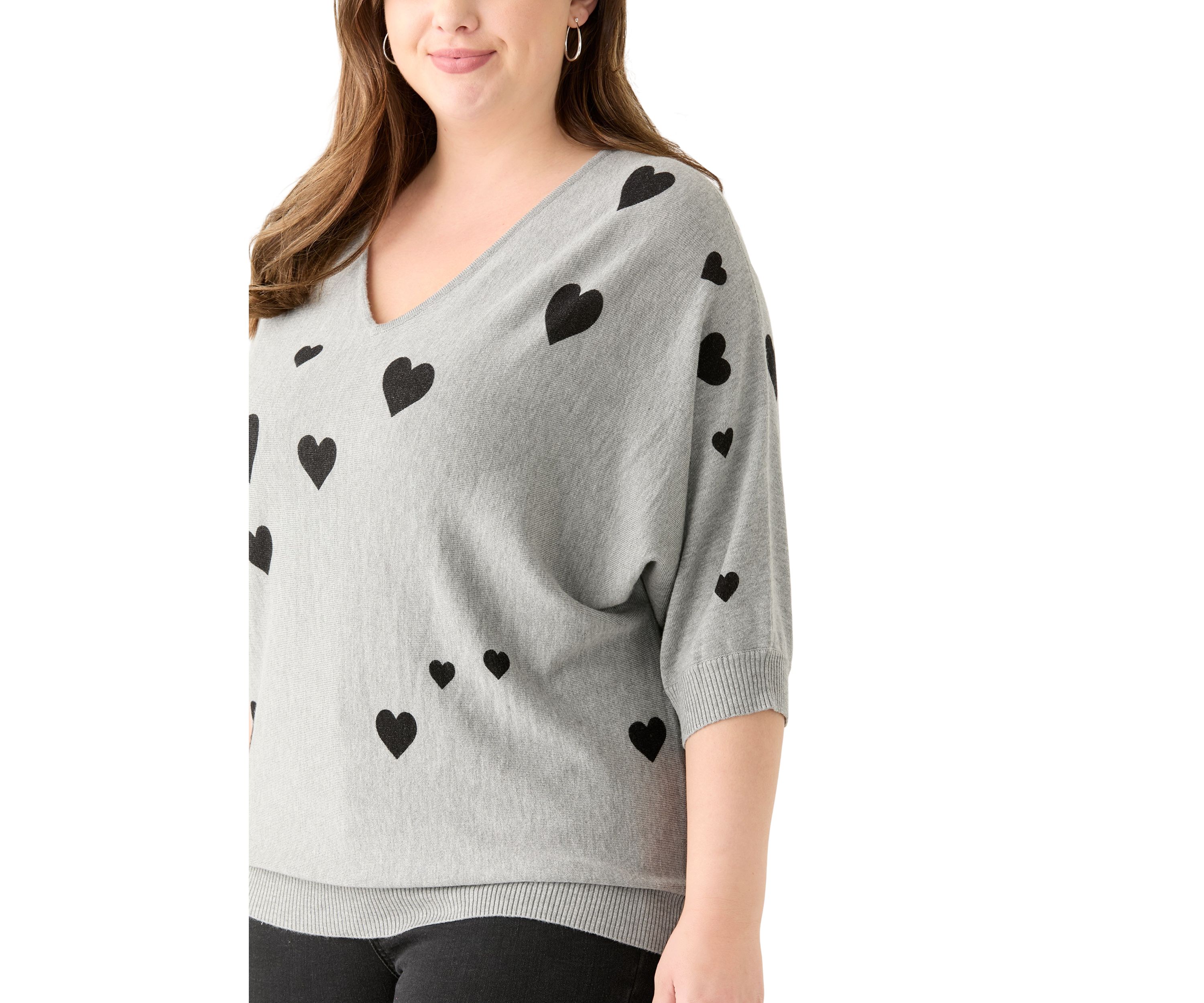 Plus Size Elbow Sleeve Knit Sweater