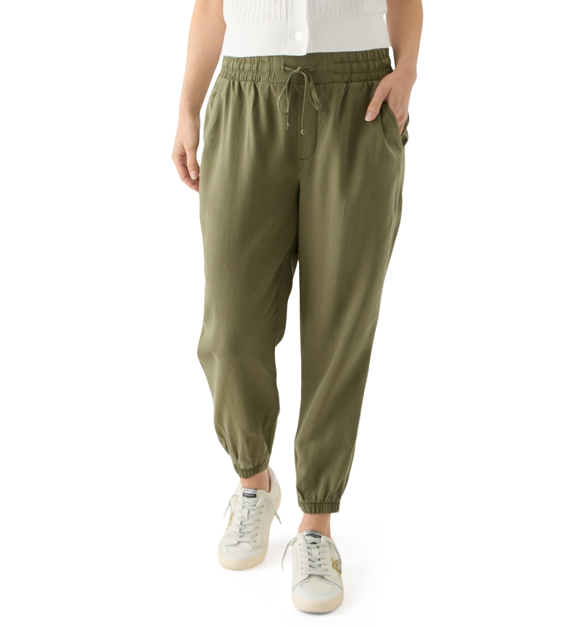 Petite Pull On Tie Waist Drawstring Jogger Pants
