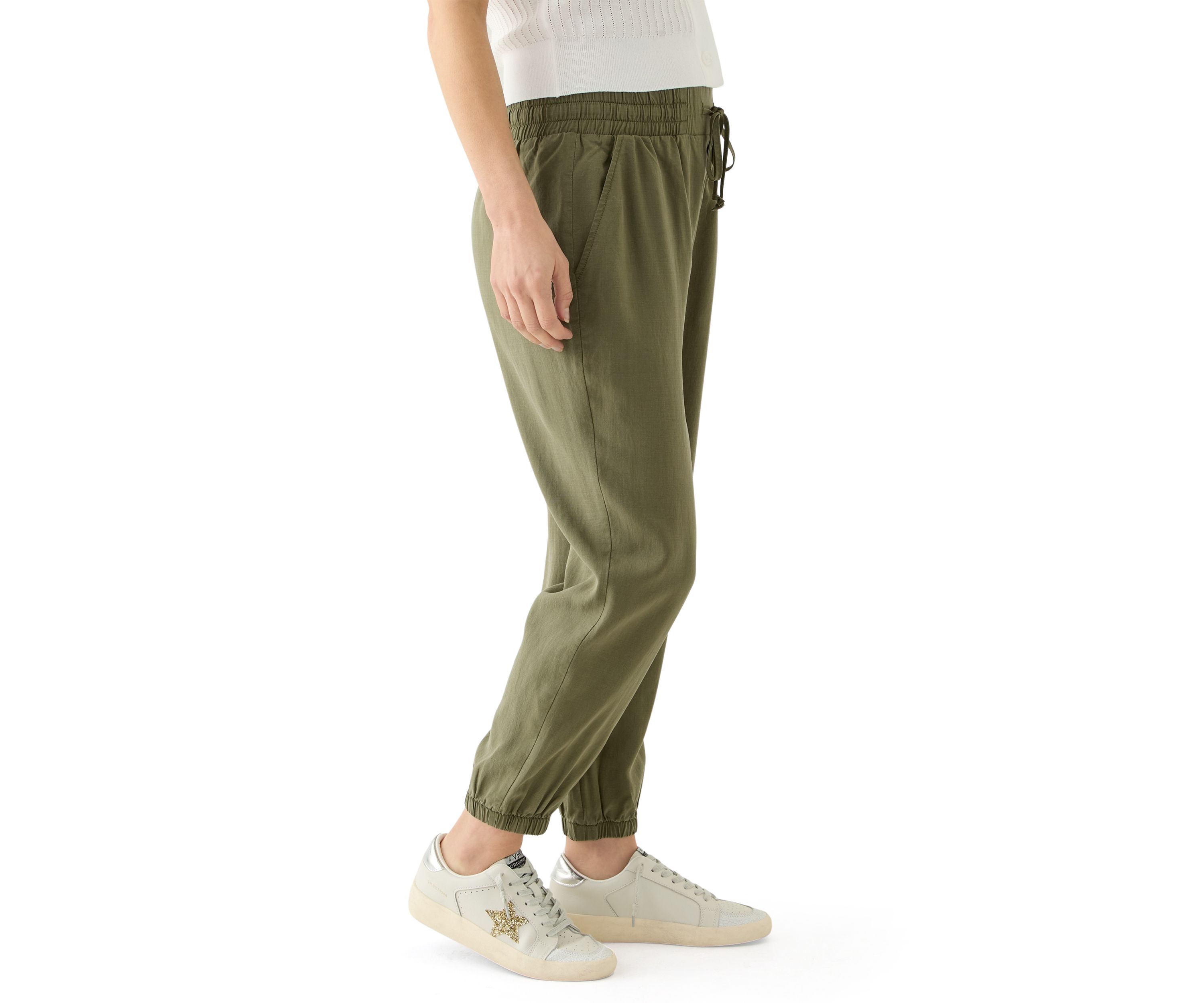 Petite Pull On Tie Waist Drawstring Jogger Pants
