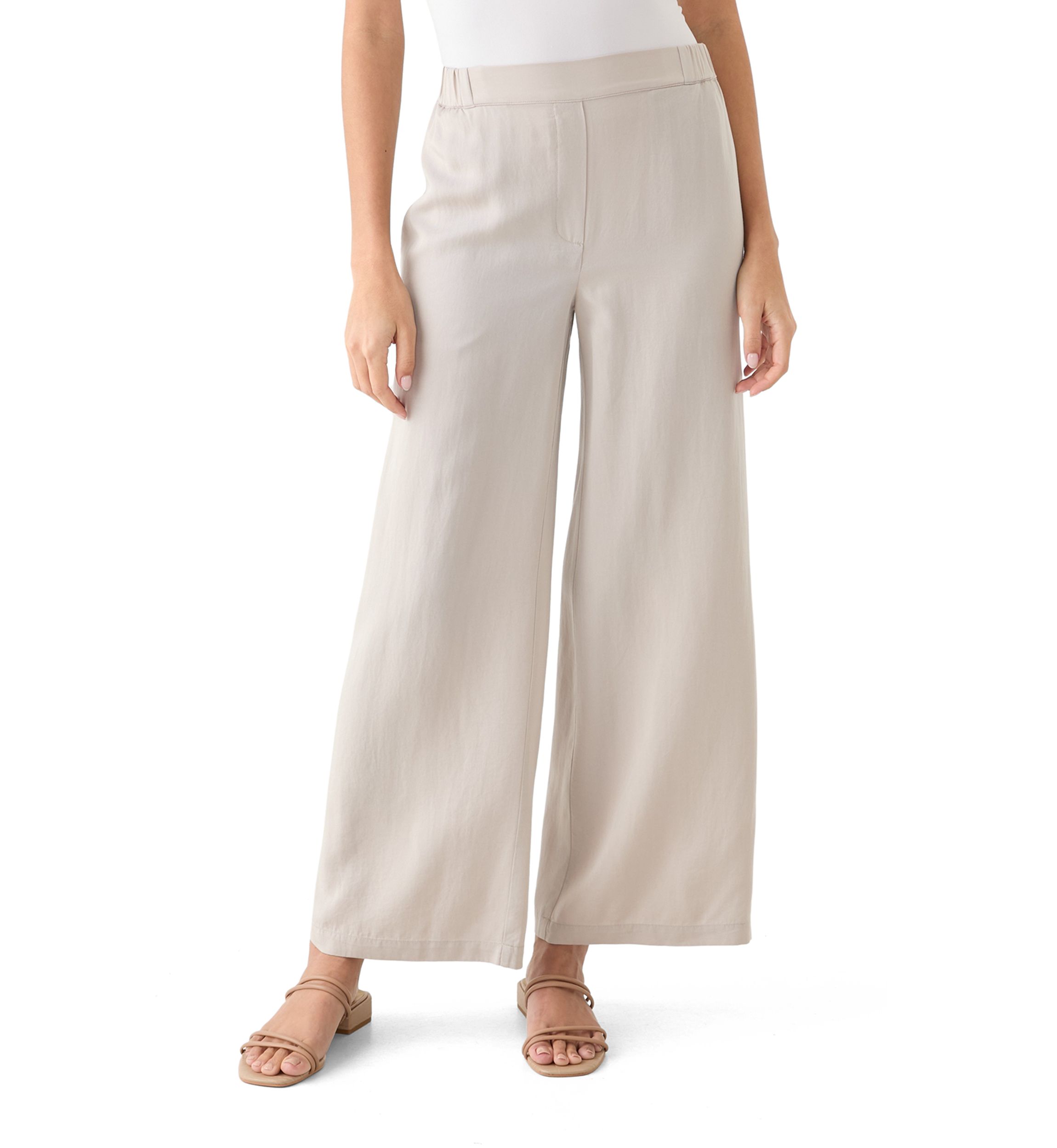Petite Pull On Wide Leg Trouser Pants