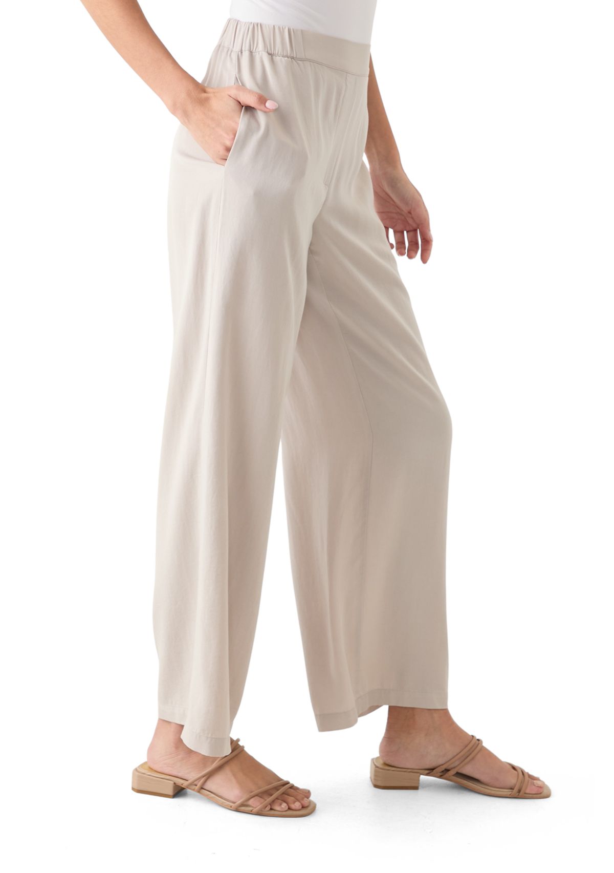 Petite Pull On Wide Leg Trouser Pants