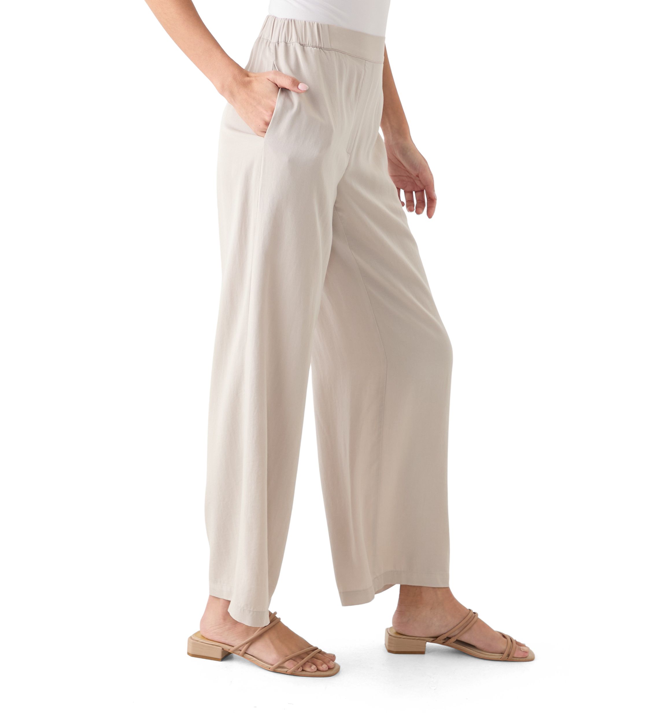 Petite Pull On Wide Leg Trouser Pants