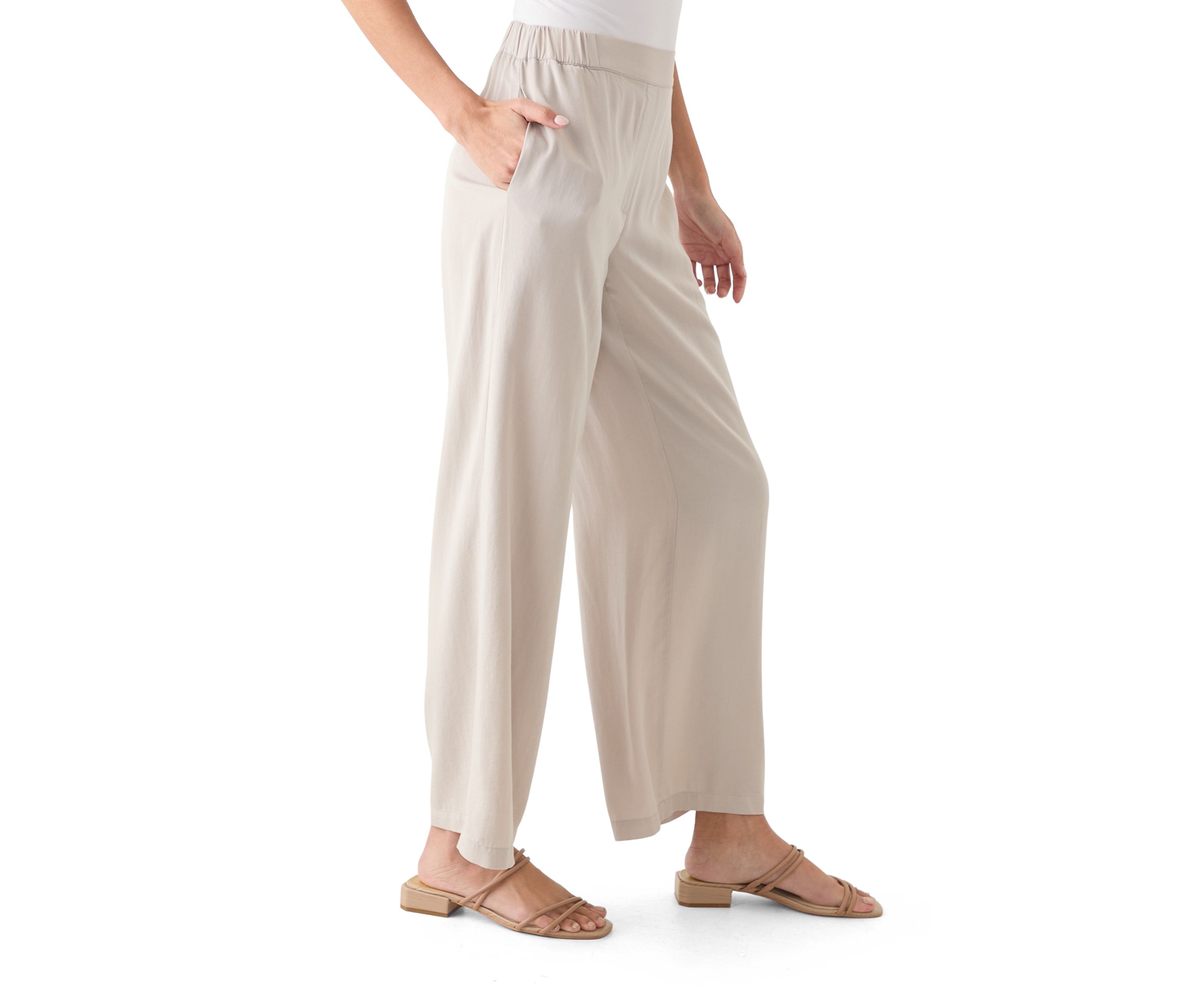 Petite Pull On Wide Leg Trouser Pants